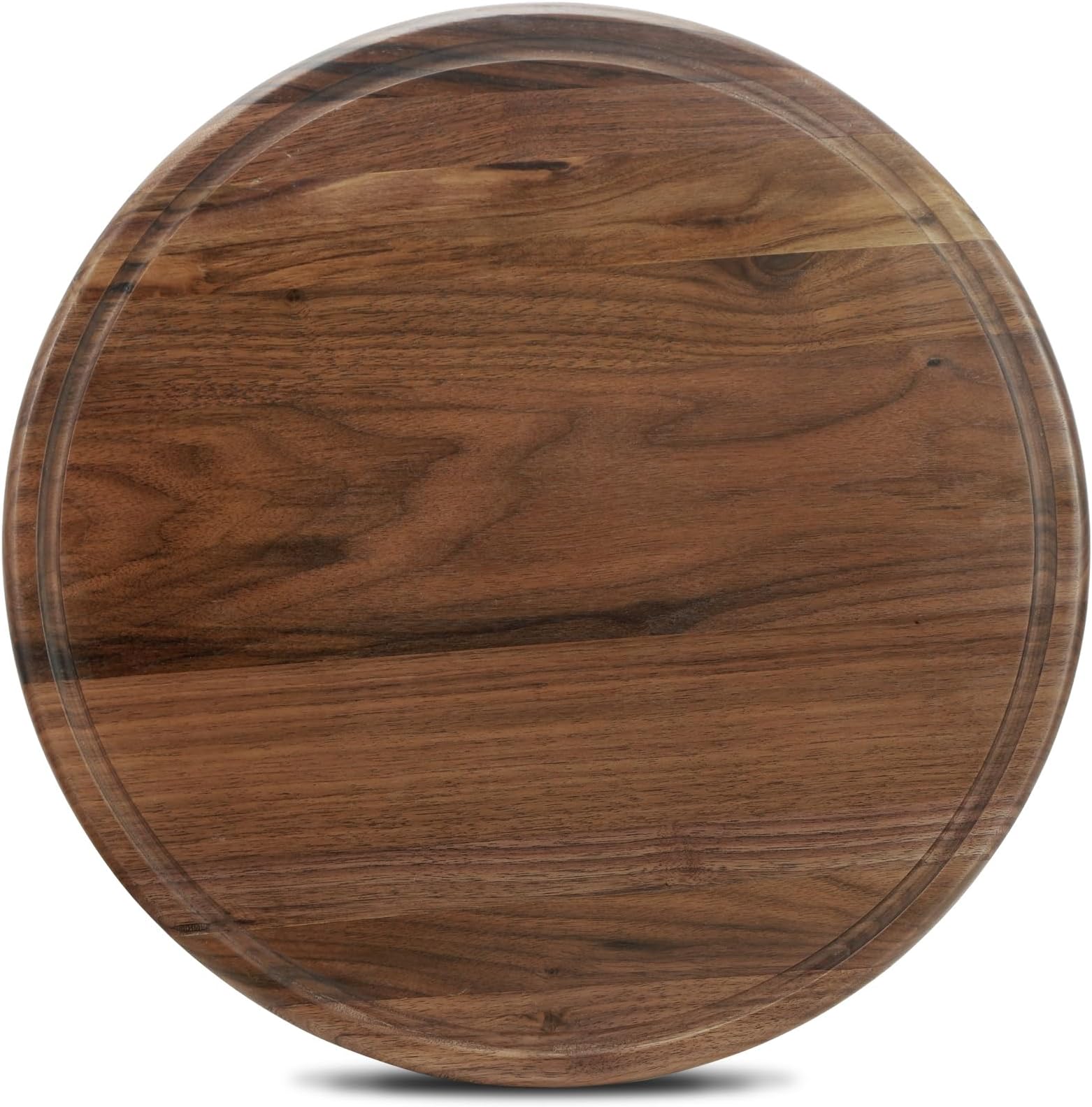 14 Inches Round Walnut Wood Cutting Board for Kitchen, Wooden Chopping Board With Juice Grooves