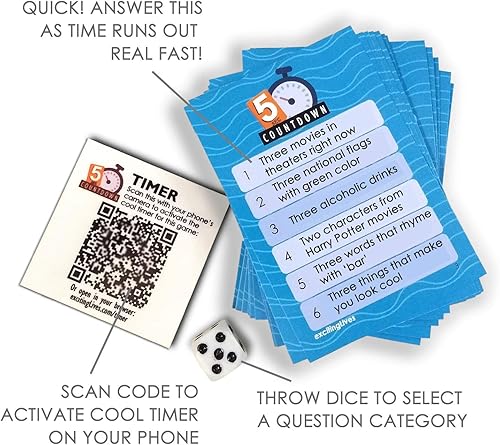Miniatura 2 de Countdown Five Seconds Party Game - Piensa rápido y grita las respuestas - Juego para familiares, amigos, colegas - Para una hora de diversión juntos