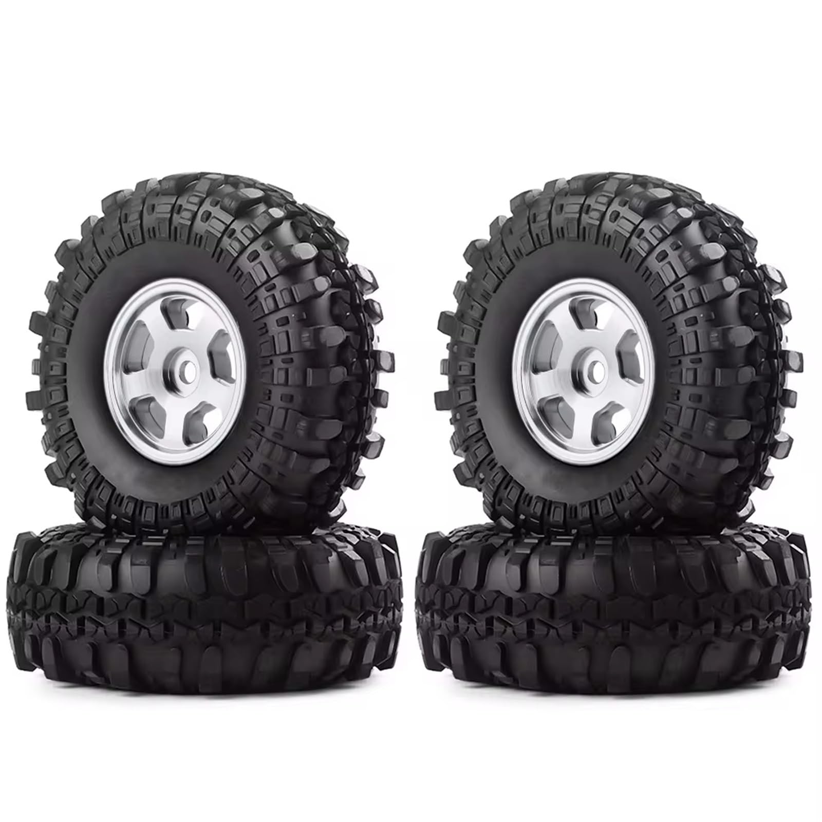 RC Gummireifen Teile Für Axial Für SCX24 90081 Für AXI00001 4PCS 1.0 "49 * 18mm Beadlock Micro Crawler Rad Felgen Reifen Set Für 1/24 RC Crawler Auto