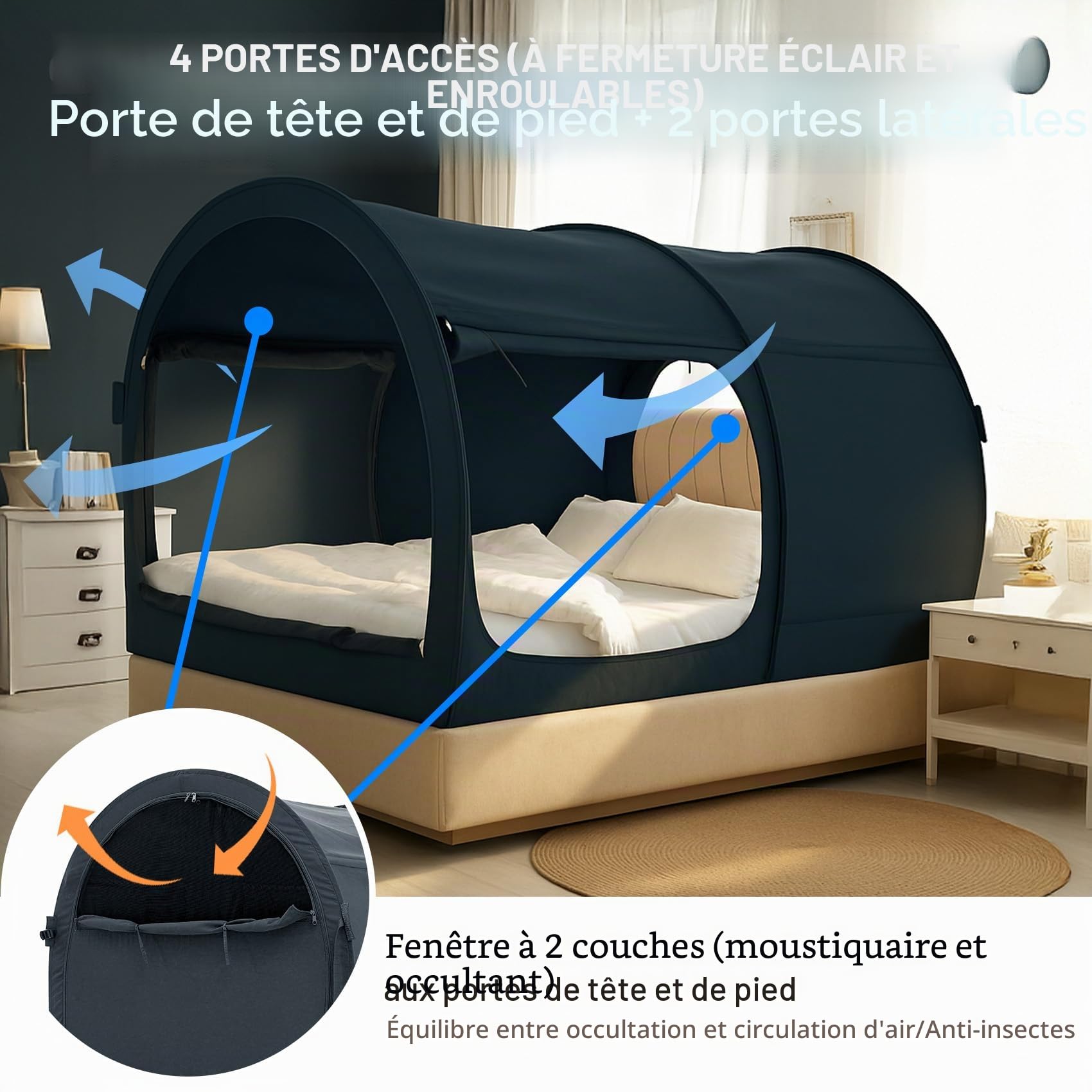 Alvantor Bed Tent Ciel de lit Unisexe, Charbon, 190x99x22 cm (Pack of 1)