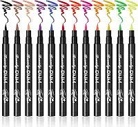 Conjunto colorido de delineador líquido fosco de 12 cores, caneta delineadora de olhos colorida em neon, delineador de olhos, caneta delineadora líquida suave à prova d'água de longa duração - #A
