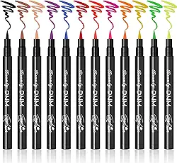 Conjunto colorido de delineador líquido fosco de 12 cores, caneta delineadora de olhos colorida em neon, delineador de olhos, caneta delineadora líquida suave à prova d'água de longa duração - #A
