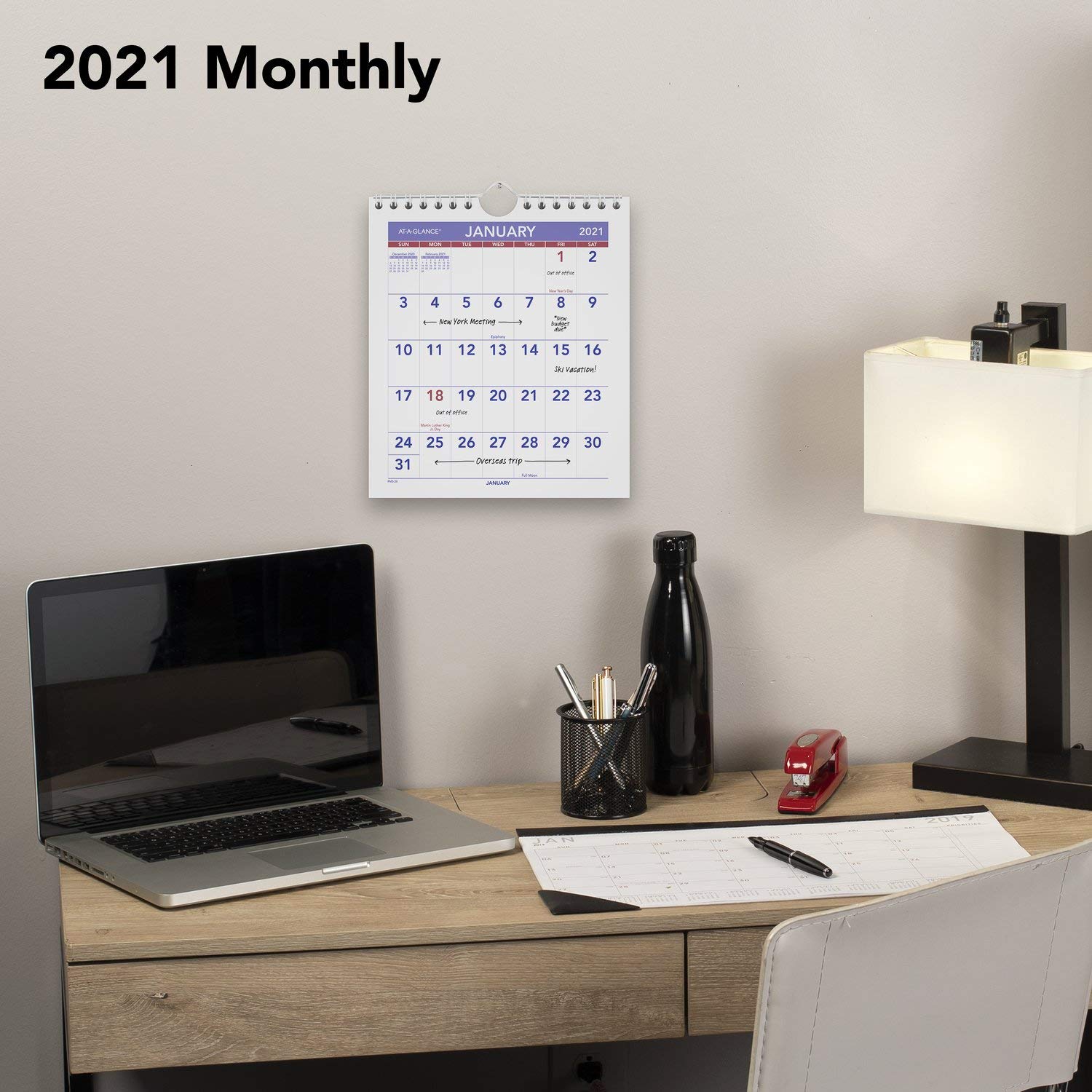 AT-A-GLANCE 2021 Wandkalender 17,8 x 20,3 cm, Mini, Spiralbindung (PM52821)