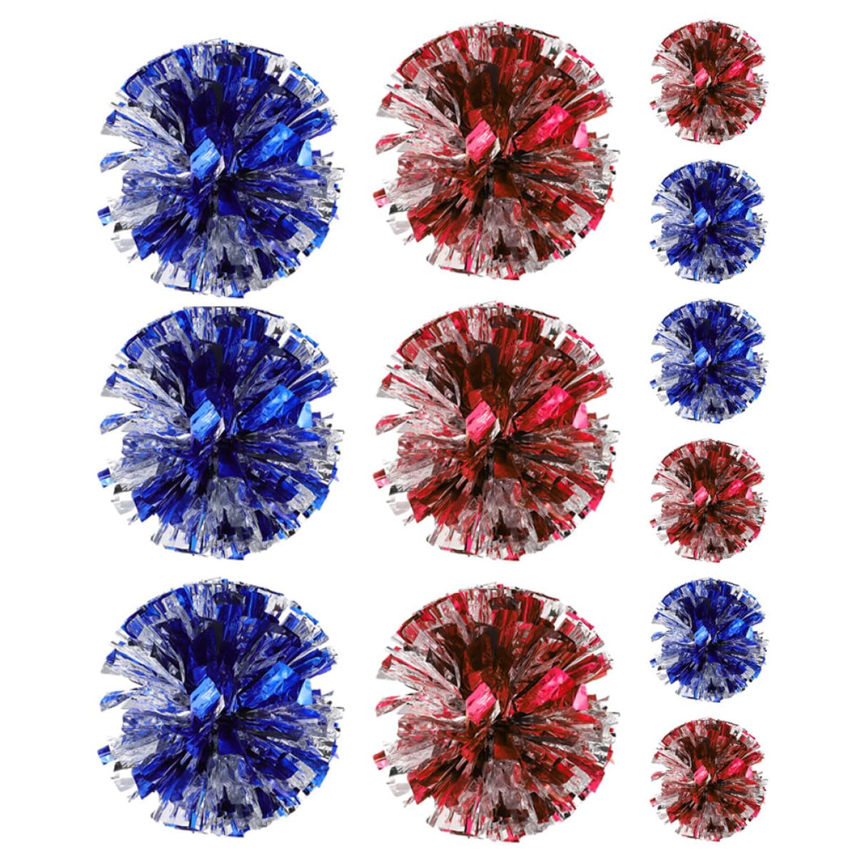 Abaodam 12 Stück Teiliges Metallic Cheerleading Pompons Handliche Sport Fans Quasten in Blau Silber Rot Silber Leicht zu Halten für Tanz Sportveranstaltungen und Anfeuerung
