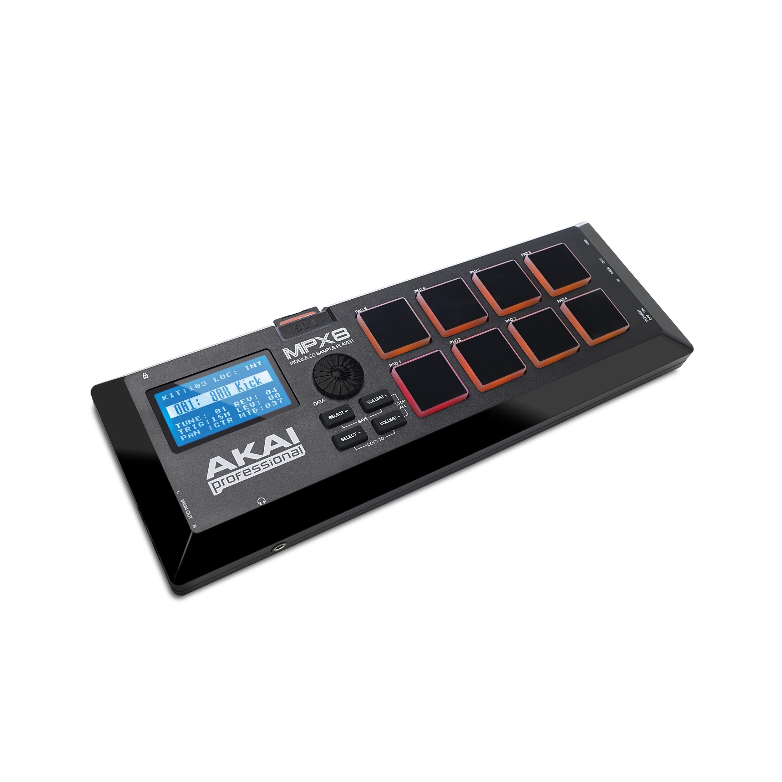 AKAI Pro Professional MPX8 - Portabler Sample Pad Controller mit 8 Performance Ready Pads & On Board SD Kartenslot