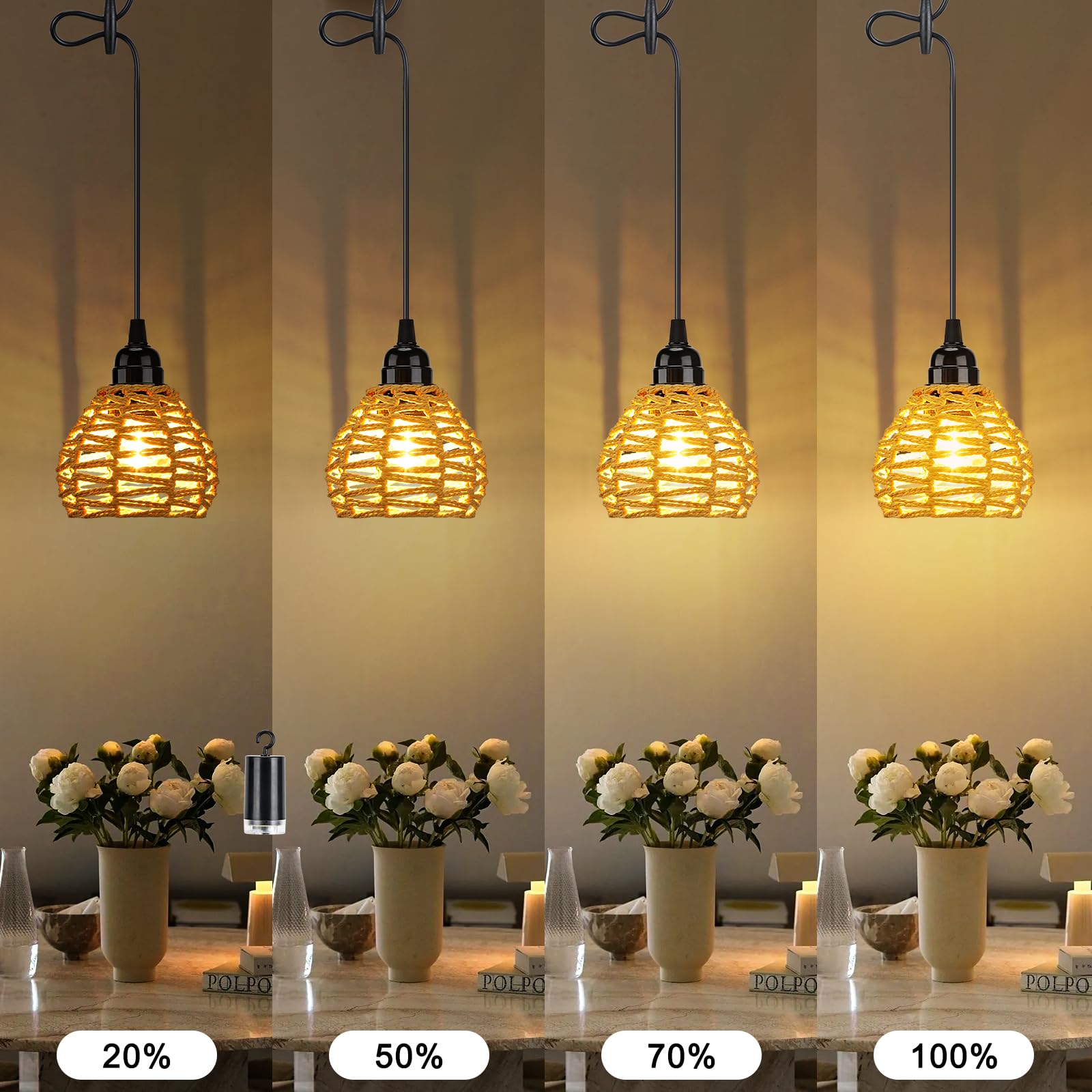 Landelijke buiten hanglamp zwart rotan 3-lichts - Calamus