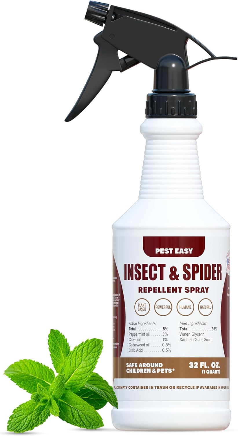 Peppermint Oil Spray for Bugs - Spider Repellent Indoor & Outdoor, Natural Plant-Based Pest Repellent for Ants, Stink Bugs & Roaches, Safe for Home, Garage, Car & RV, 32 oz