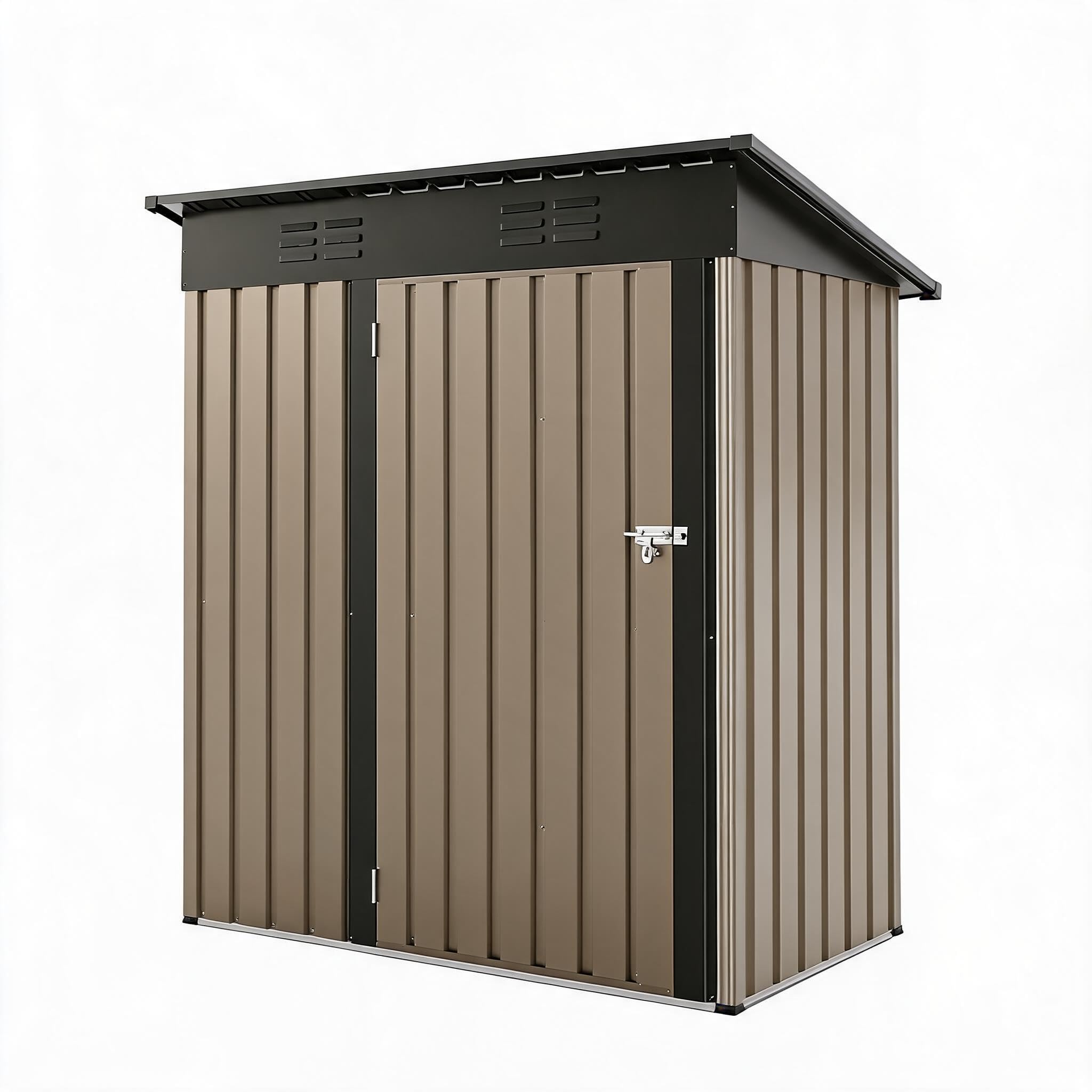 Abri de Jardin en métal 152x90x183 cm (5x3 ft) - Marron