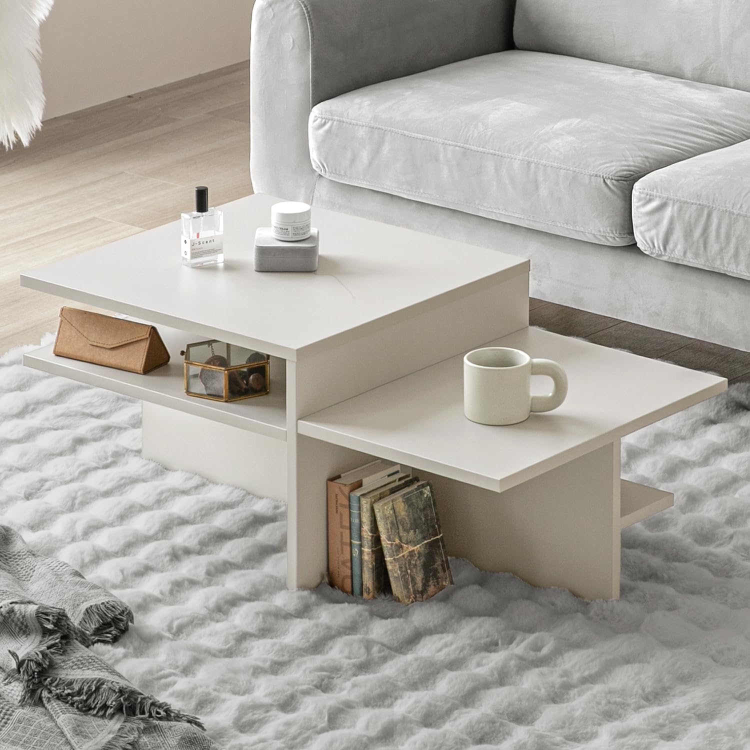 Amazon.co.jp: モダンデコ センターテーブル 幅87cm 韓国風 ロー 