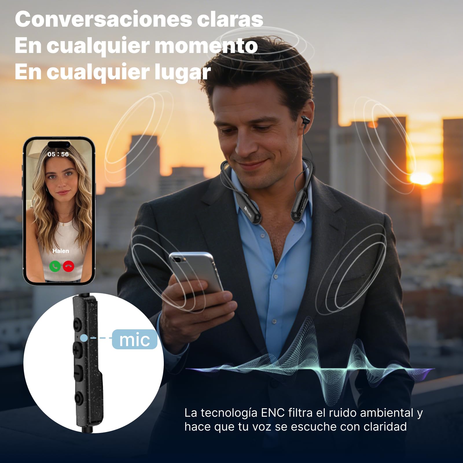 Hmusic H25 Diadema Cuello BT con 200hrs de Autonomía