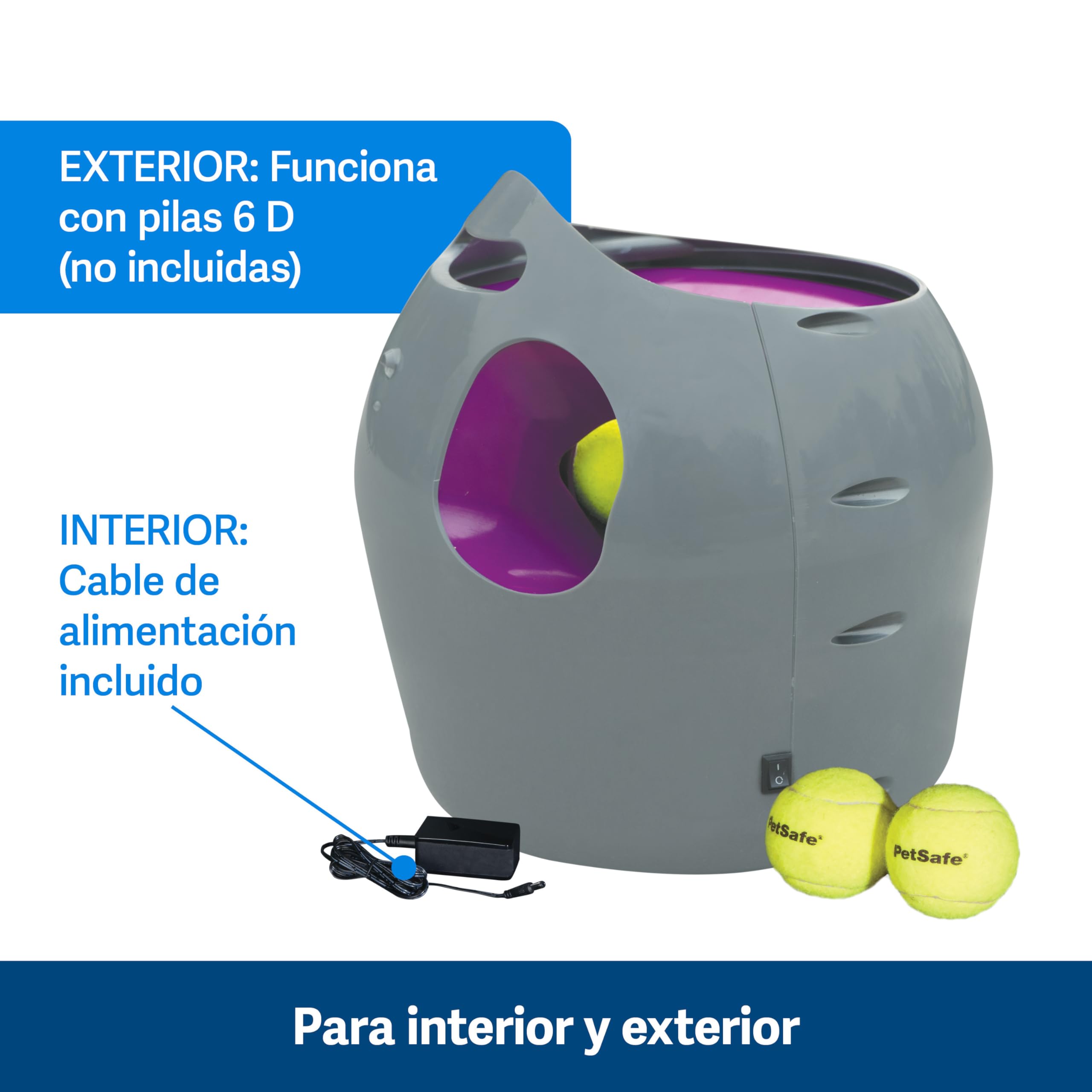 PetSafe Lanzador de Pelotas Automático | Juego de Cobro Interactivo, Distancia Ajustable, Pelotas de Tenis Incluidas