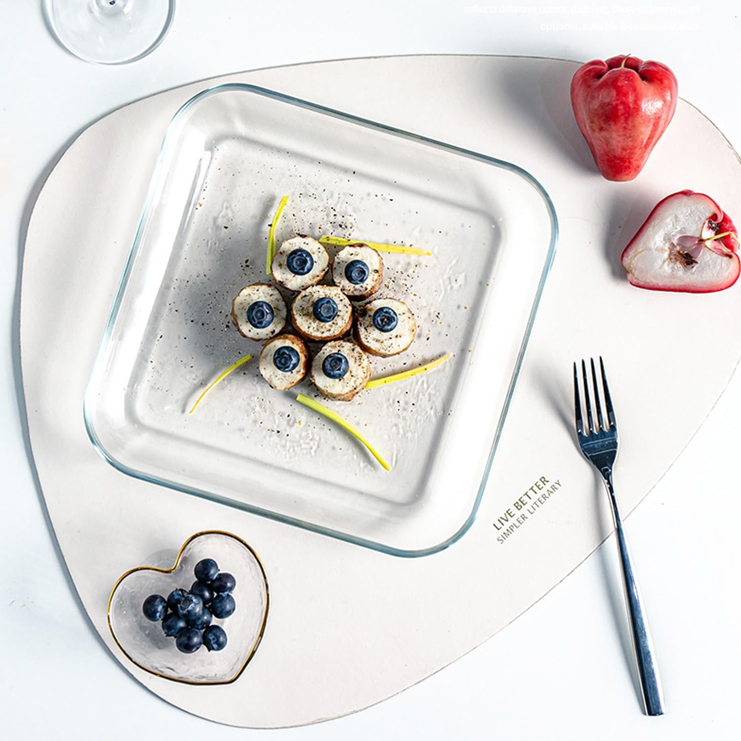 7 Inch Square Tempered Glass Dessert Plates, Small Mini Appetizer, Fruit, Salad and Cake Plates, Set of 3