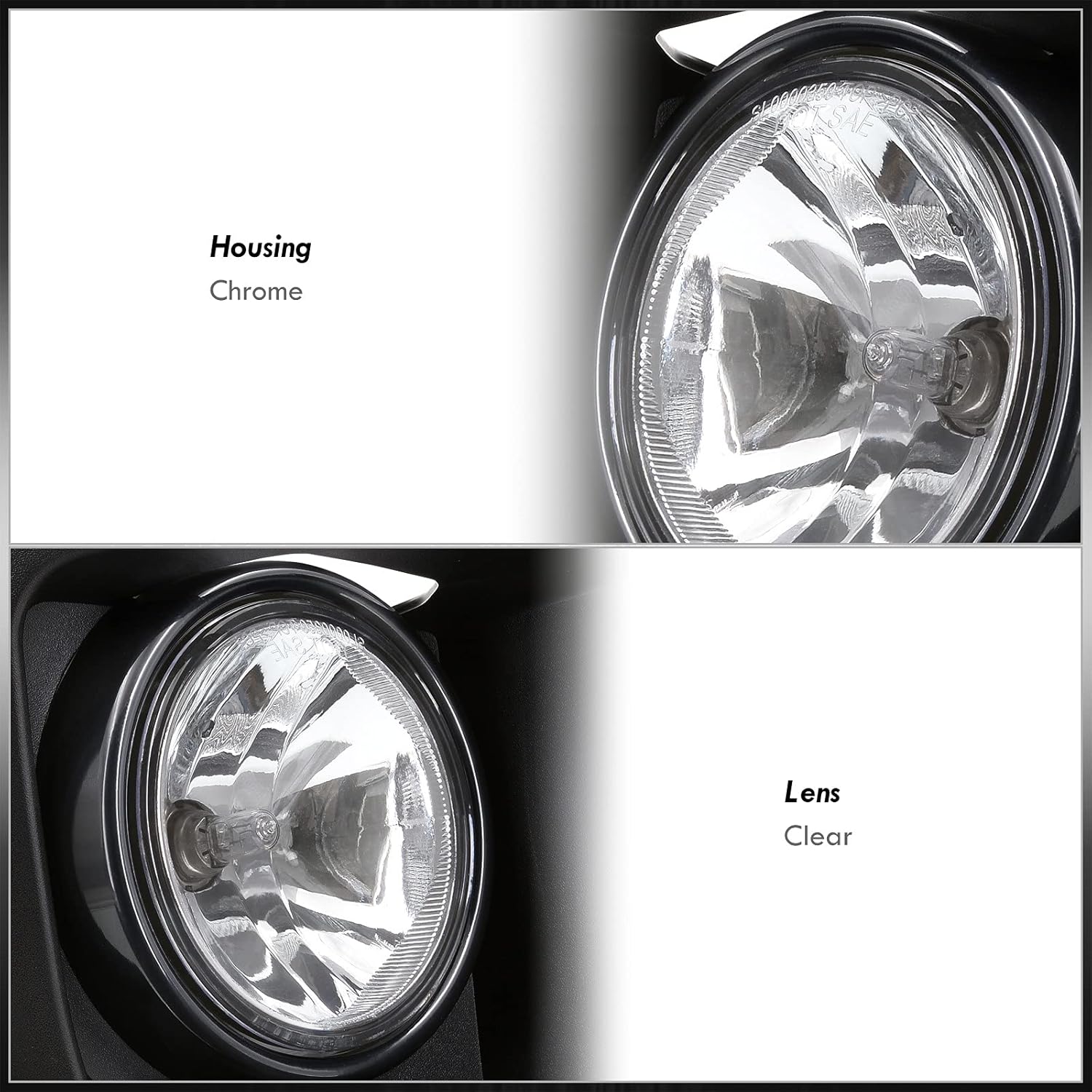 AJP Distributors Pair Front Bumper Driving Fog Lights Lamps Assembly+Bulb Housing Bezel Lens DRL Driver Passenger Left Right Set Compatible/Replacement For GMC Sierra 1500 Pickup Truck 2014 2015 14 15