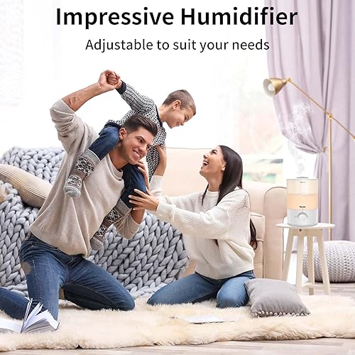 Miniatura 4 de Humidificadores para dormitorio, difusor de llenado superior de niebla fría con 25 vatios para habitación grande del hogar, boquilla de 360°,