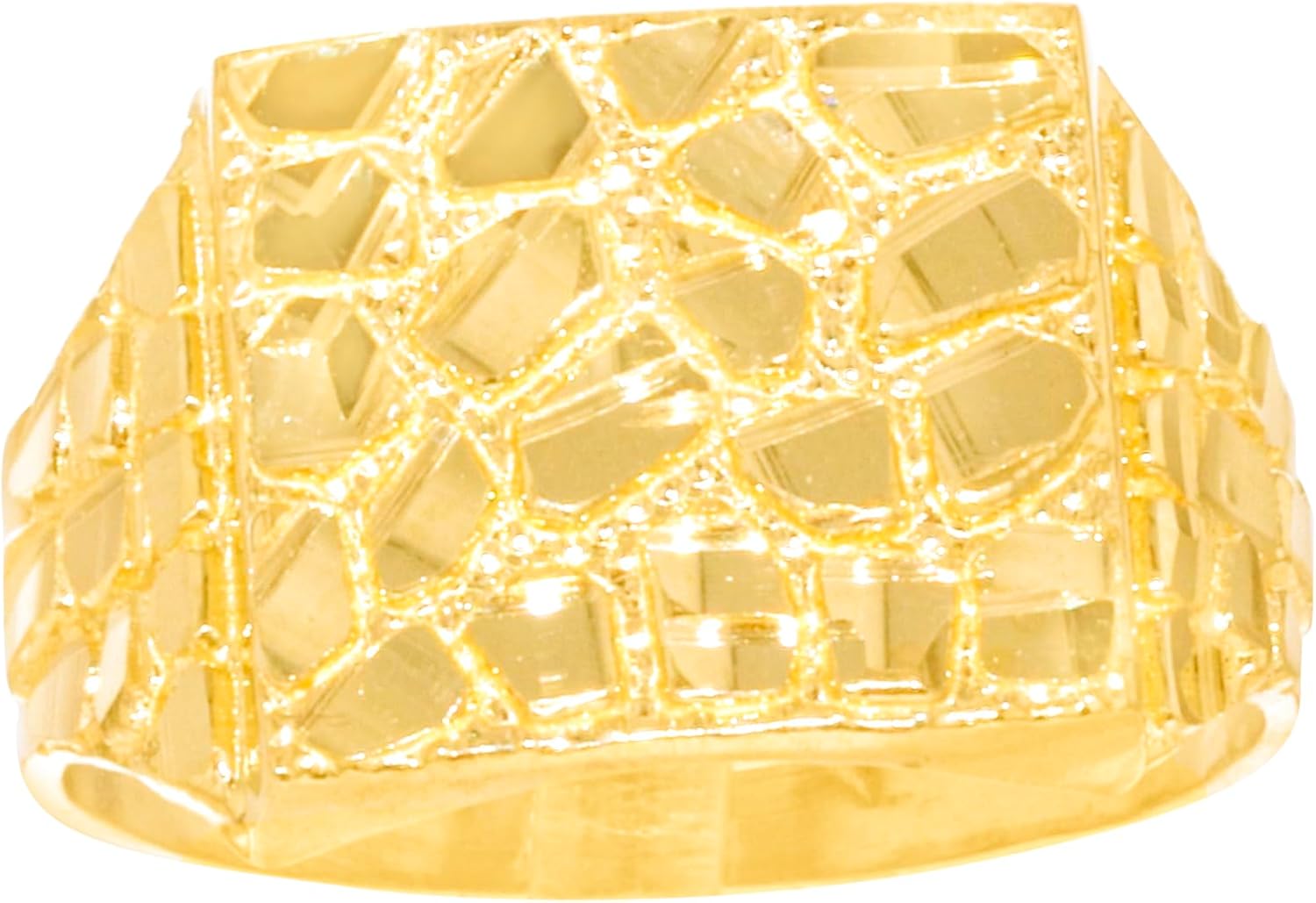 Floreo 10k Yellow Gold 11.5mm Solid Square Nugget Ring - Image 5