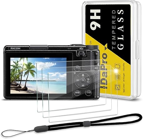 iDaPro Screen Protector for RICOH GR IV / GR4, [3+1 Pack] 9H Tempered Glass with Hand Lanyard, Anti-Fingerprint, Bubble-Free, Easy Installation Kit for Street Photography & Travel