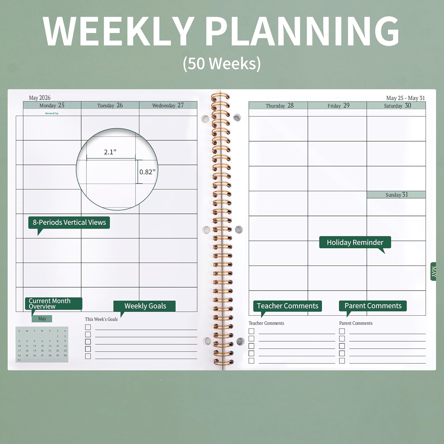 Teacher Planner 2025-2026 (Green)