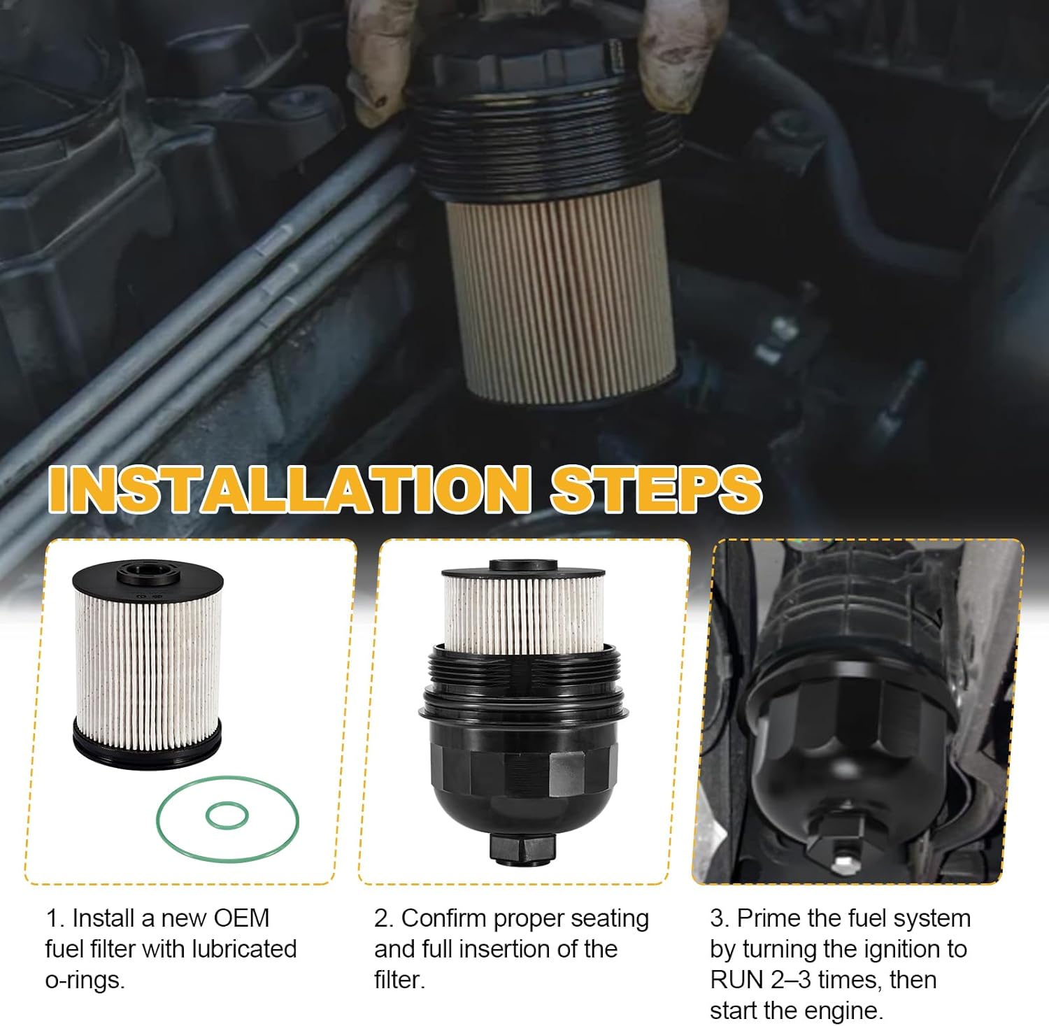 Billet Aluminum Fuel Filter Housing Cap & TP1015 Filter Kit for 2017-2024 Chevy Silverado GMC Sierra 6.6L L5P Duramax Diesel 2500HD/3500HD - Prevents Leaks, Replaces #134001