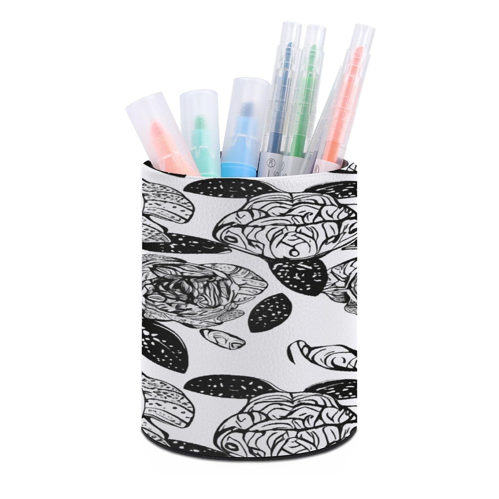 VstaDank - Round Animal and Sea Turtle Pen Holder PU Leather Desk Organizer Stand for Desk Desk Decor Desk Office