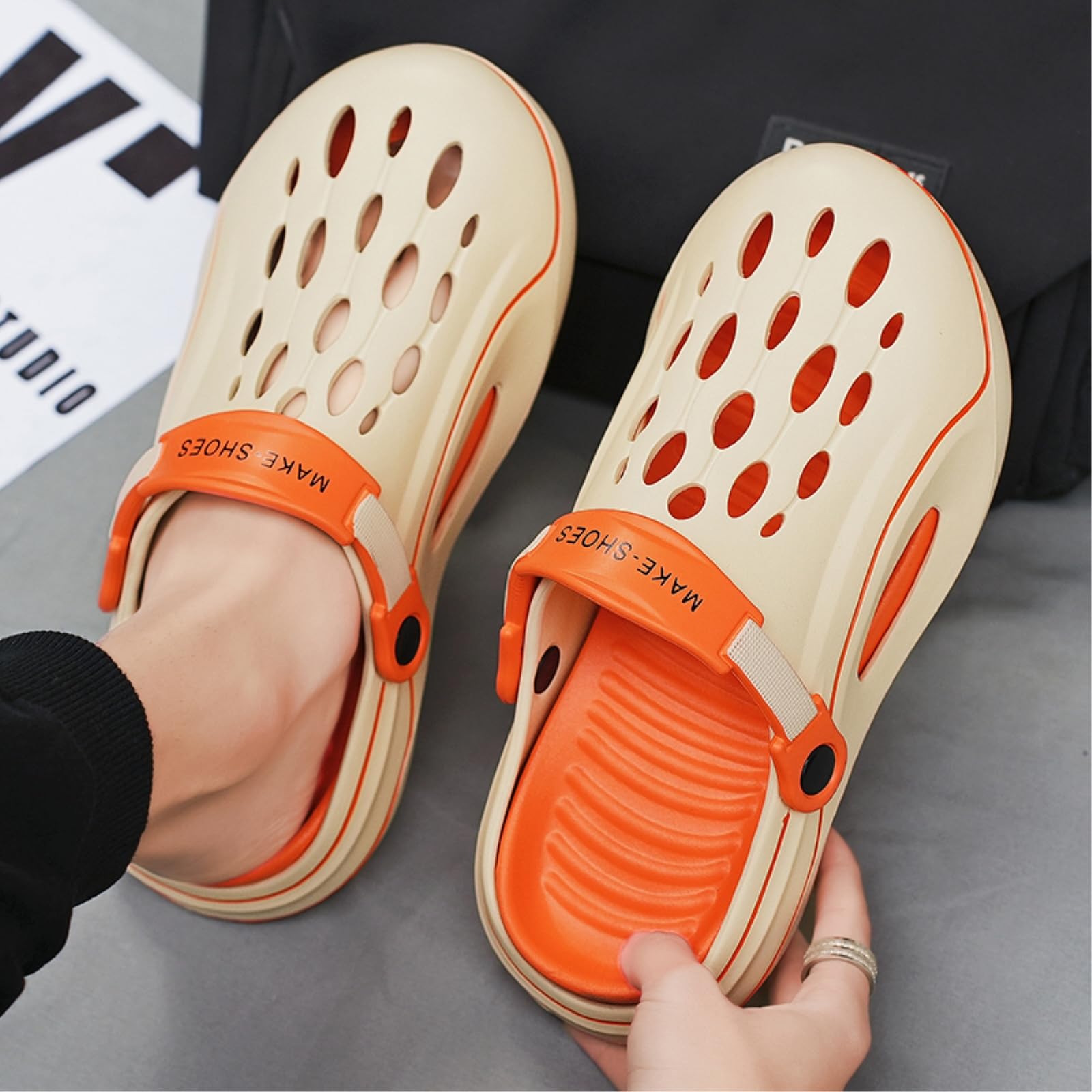 WANGSHUO Letnie kapcie unisex Eva Clogs Slides, wygodne oddychające sandały, wsuwane buty na co dzień na plażę do ogrodu na zewnątrz codzienne noszenie
