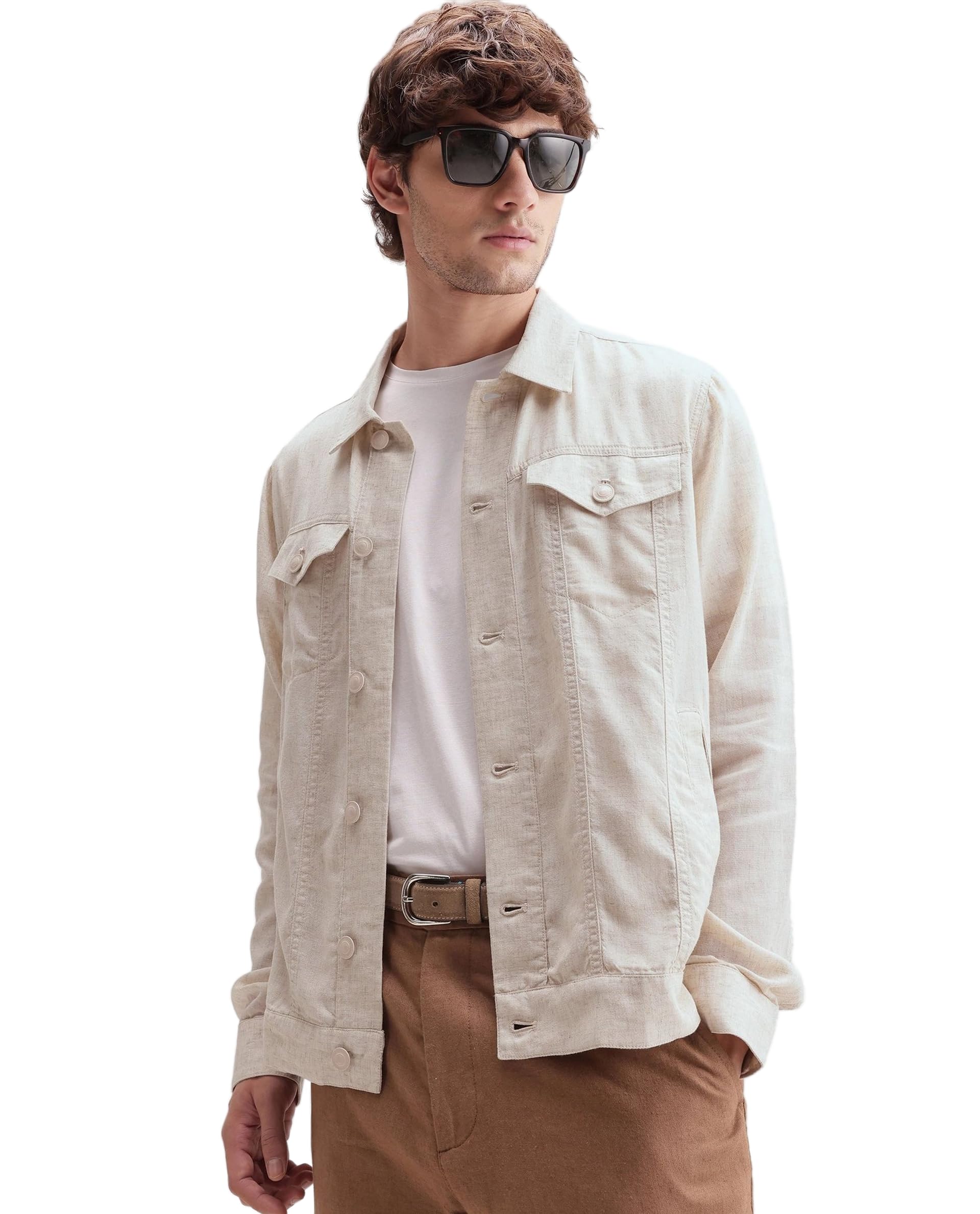rare rabbit Men's Azove-T Regular Fit Solid Cotton Blend Spread Collar Long Sleeve Shacket-picture-36