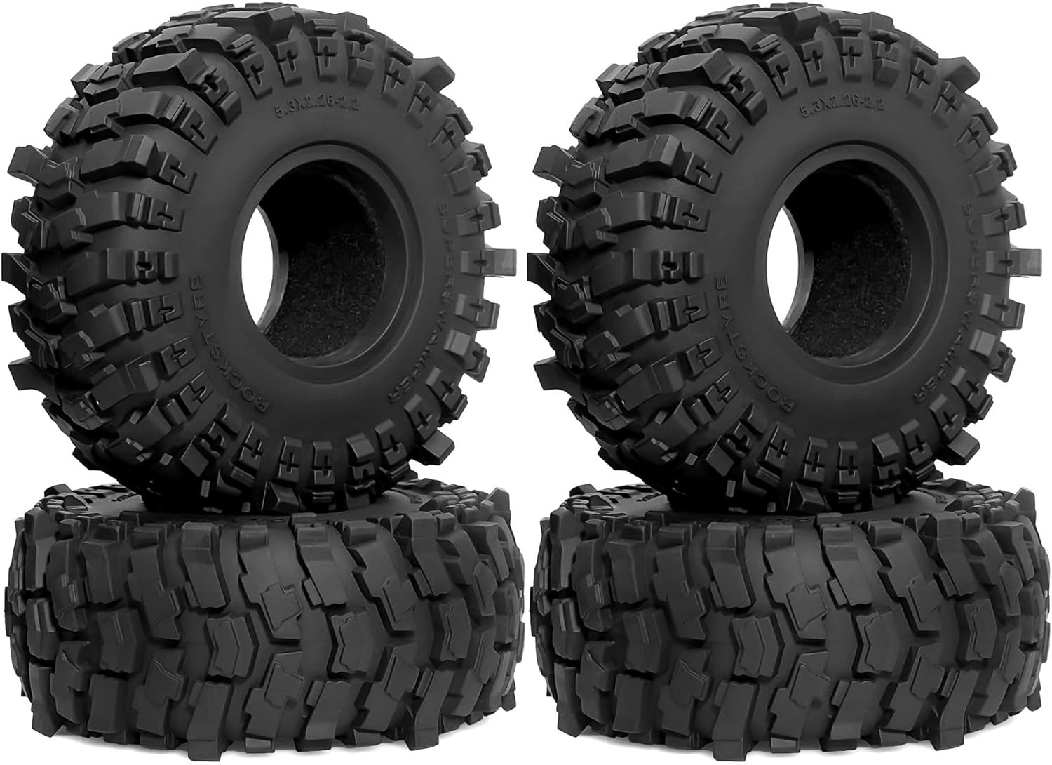 2.2 RC Crawler Tires OD 5.3'' fit 2.2 Beadlock Wheels 1/10 All Terrain Super Grip Soft Tyres For 1:10 1:8 Mud Crawler Turck Car Traxxas TRX4 Axial SCX10 RC4WD RBX10 MJX H8H MK07 4PCS
