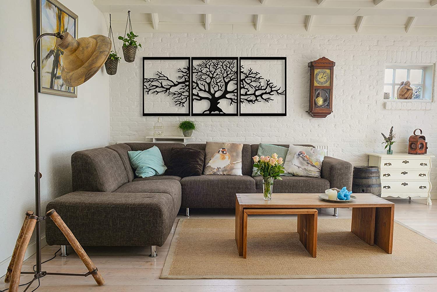 dv decovieno Arbre De Vie Decoration Murale Metal, Decoration Maison, Salon, Chambre, 48x117cm