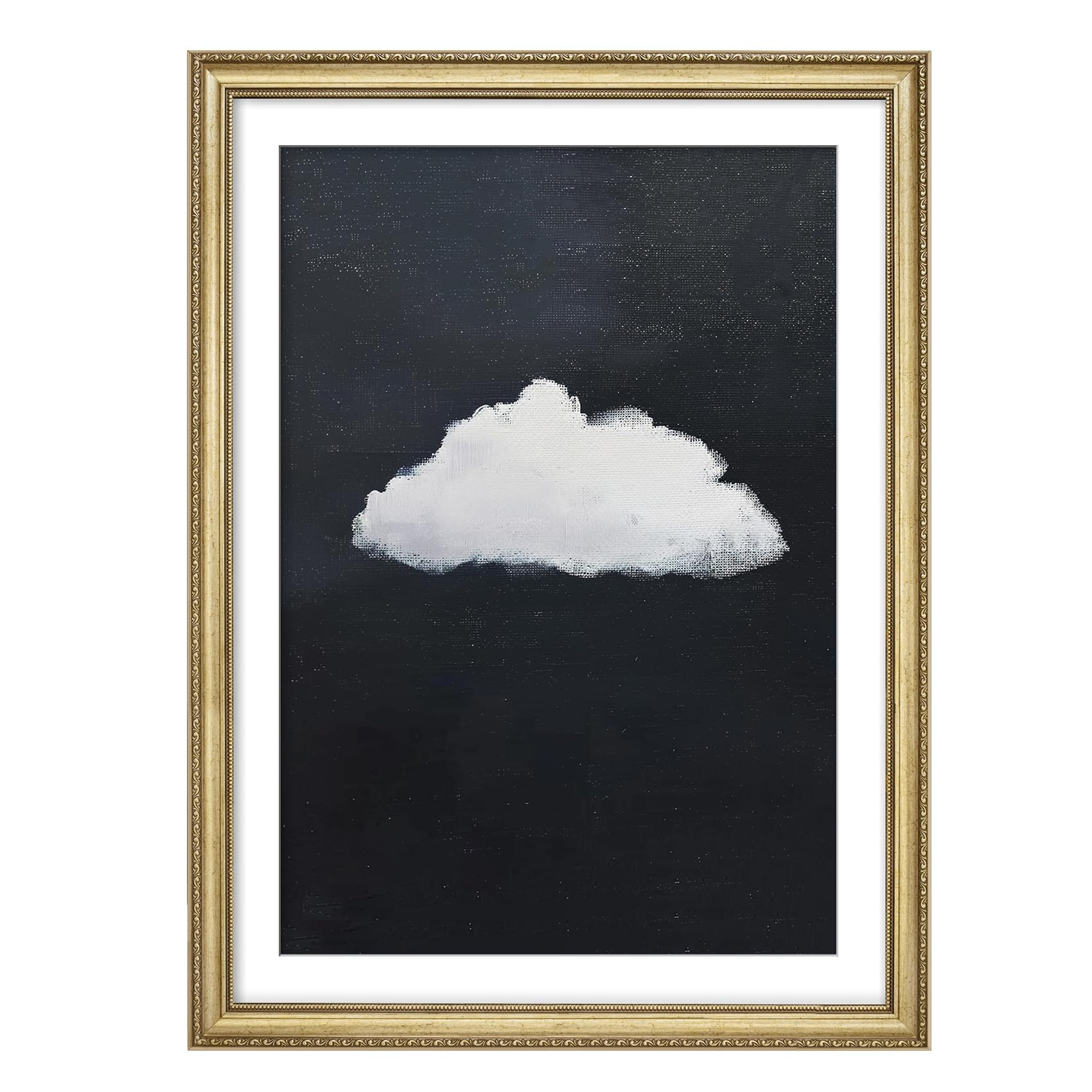 SIGNFORD Premium Framed Wall Art Minimalist White Cloud Illustrations Fine Art Farmhouse/Country Decorative Rustic Vintage Antique Classic for Bedroom