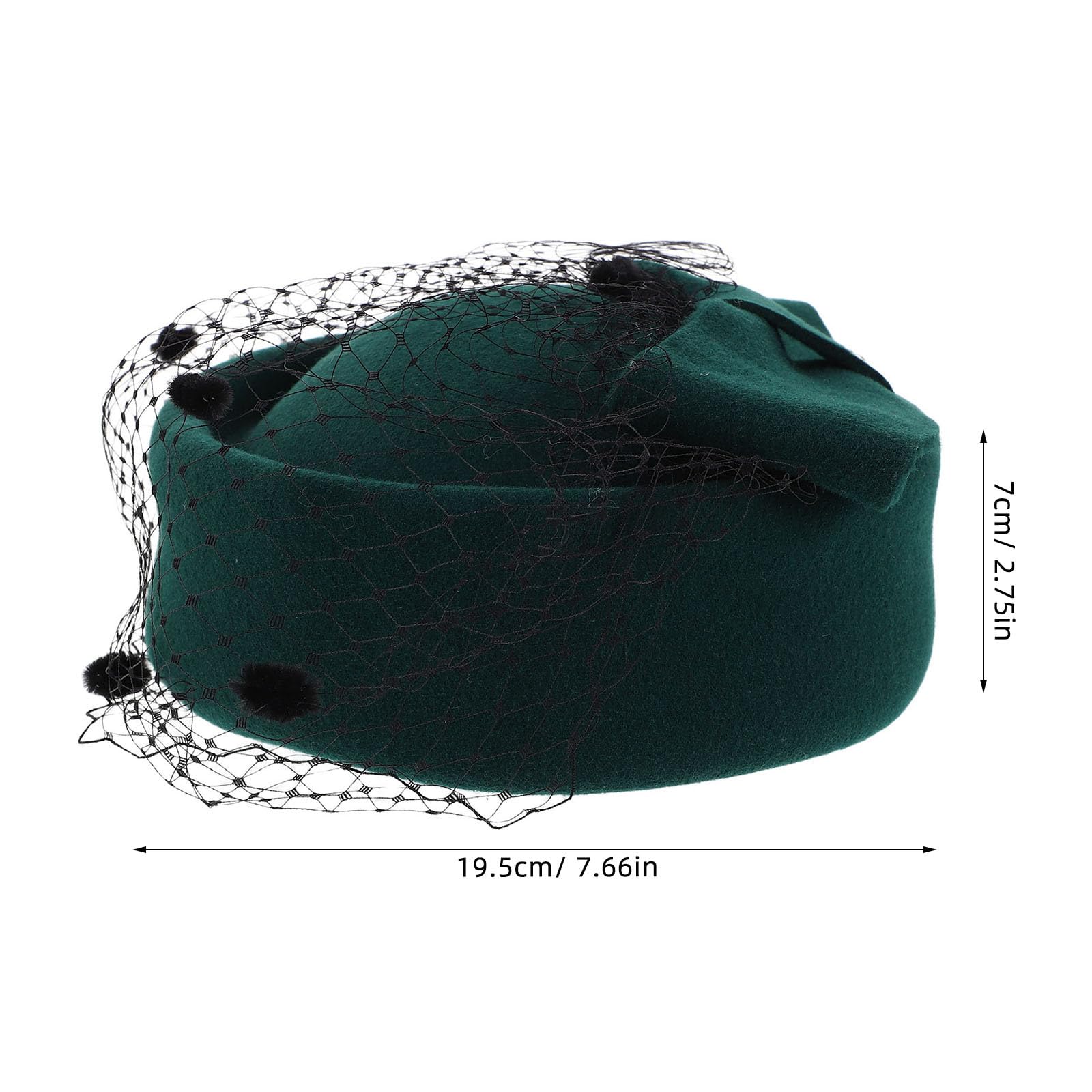 Cappello Fascinator da Donna Stile Vintage Inglese in Lana Verde con Velo e Fiocco per Matrimoni e Feste Invernali Eleganti