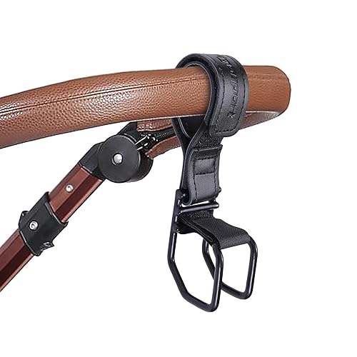 Vigorport Ganchos para cochecito de bebé para colgar bolsas de pañales, organizador de cochecito de cuero genuino clip para compras de bolsos,