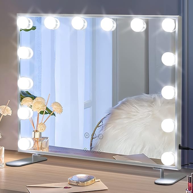 COSTWAY Hollywood Vanity Mirror, 50x43cm Tabletop or Wall Mounted