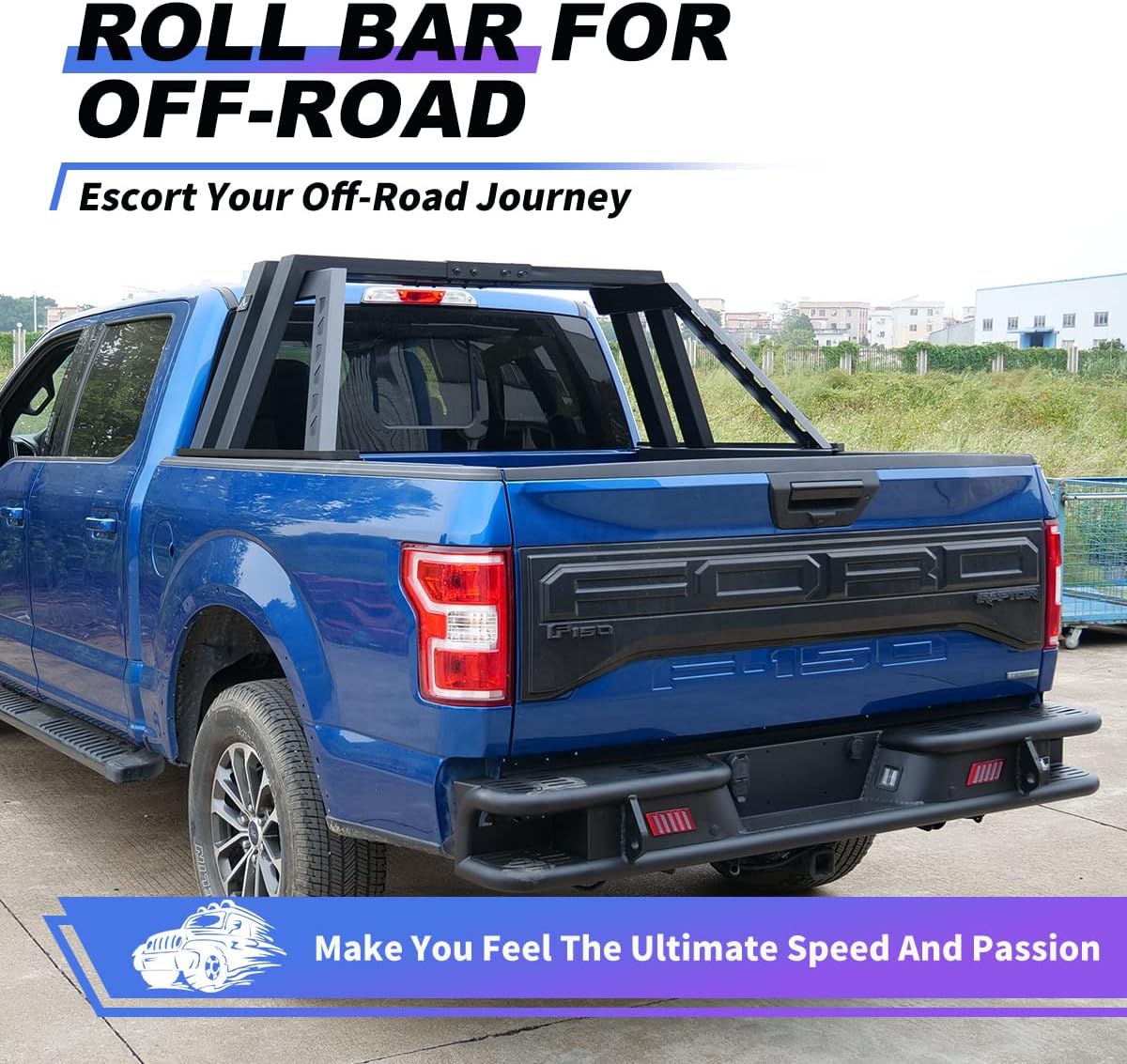 Compatibility chart showing Ford F-150 4-door models from 2018-2020 as compatible with the roll bar.