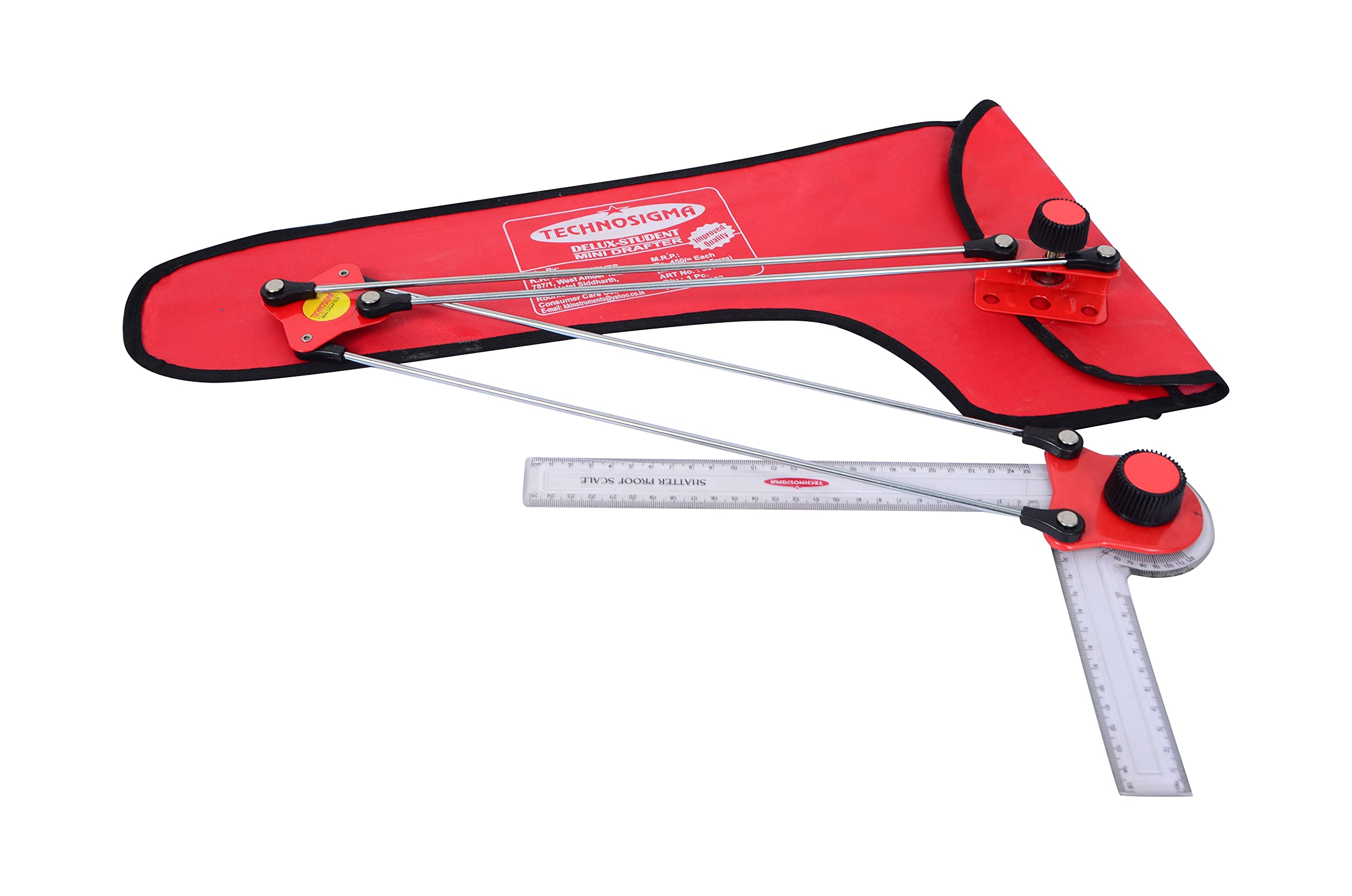 TECHNOSIGMA Mini Drafter with shatterproof scale and red cover.