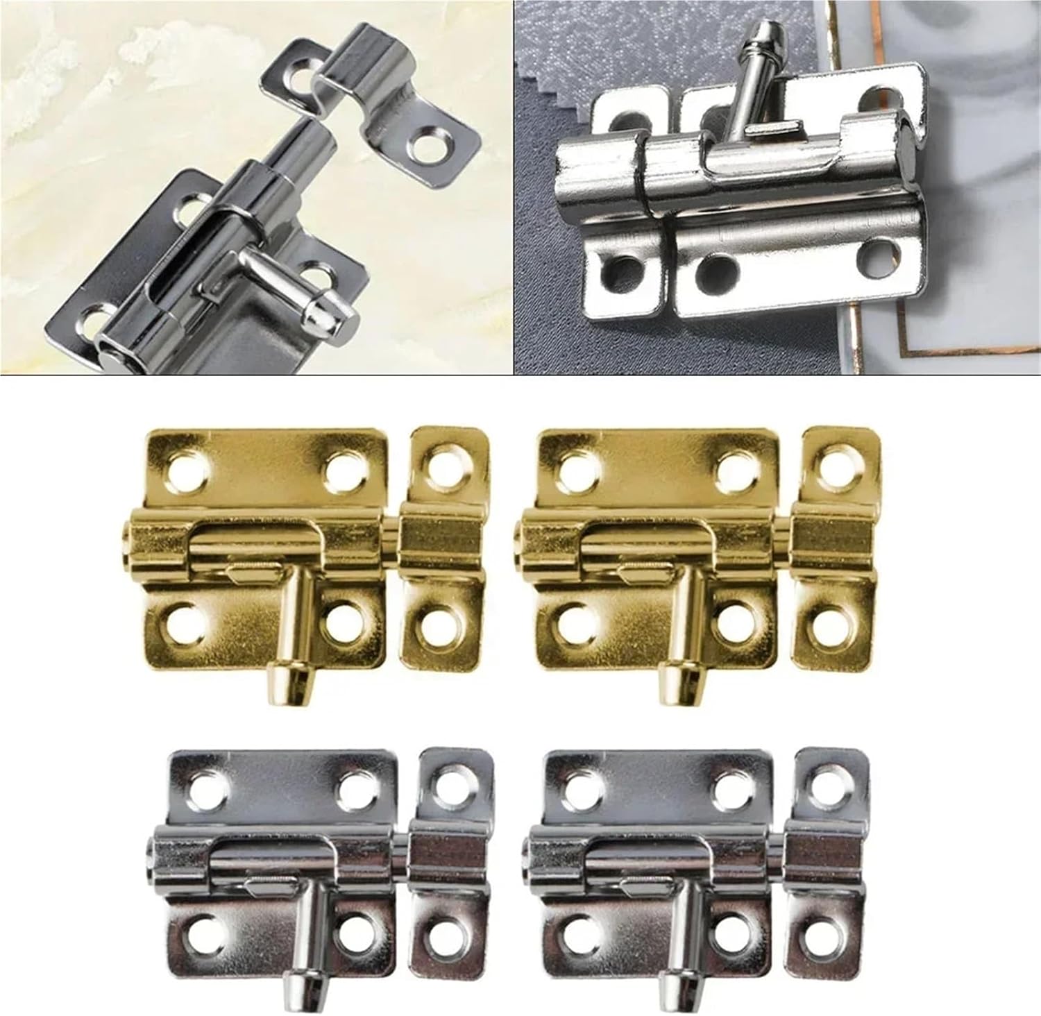 Sliding bolt door latch, Iron Door Latch Sliding Bolt with Hasp and Staple for Wooden Gates Pack of 2 Multicolor