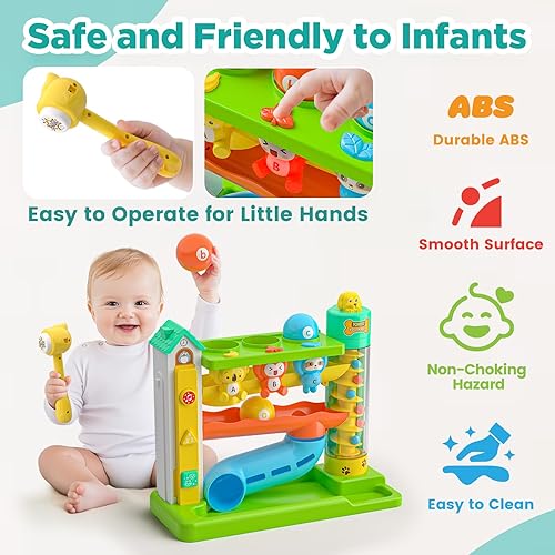 Musical Ball Drop Toys for 1 Year Old Boy Gifts, Eductional Baby Toy 12-18 Month Toddler Toy Age 1-2, First Birthday Gift for 1 Year Old Boy Girl, Infant Toys for 9-12-18 Month Olds(Green)
