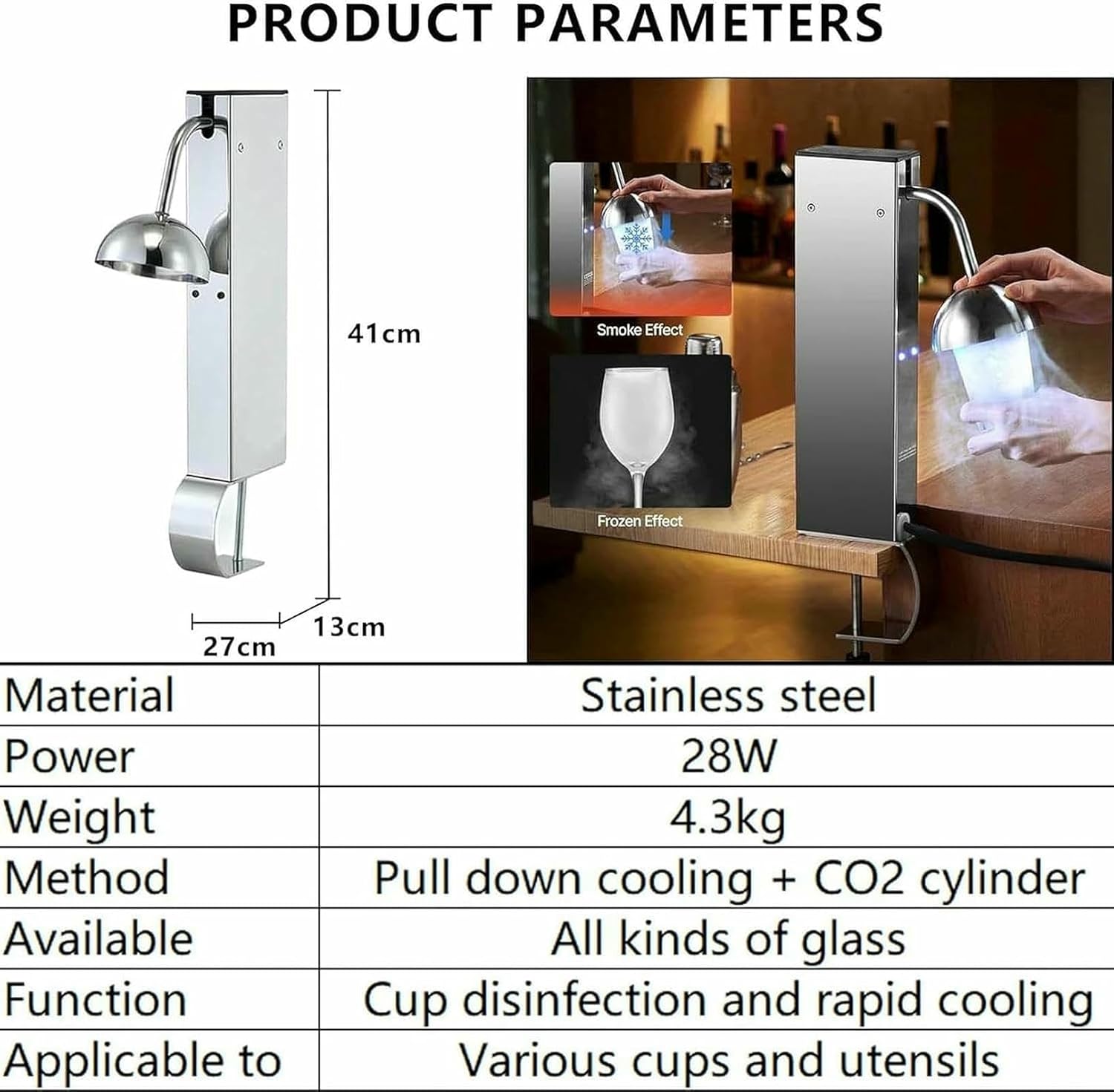 Beer Glass Froster Chiller,6s Quick Cooling -45℃,Stainless Steel Juice Glass Freezer Cooler,Built-in LED Neon Atmosphere Light..