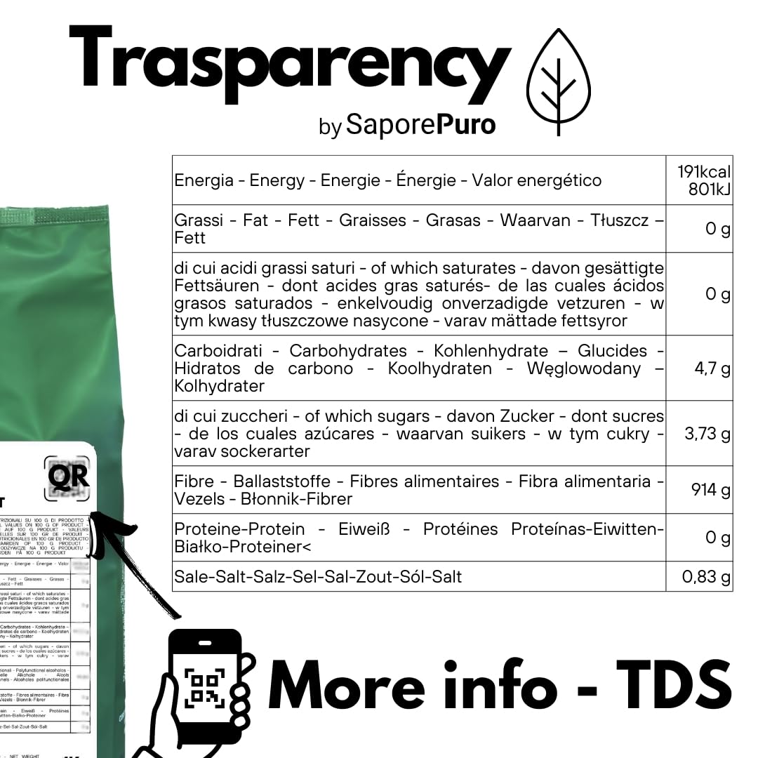 SaporePuro Polidextrosa en polvo 1 kg – Fibra alimentaria soluble – Bajo en calorías, espesante y estabilizante, ideal para helados, postres, productos de repostería y bebidas