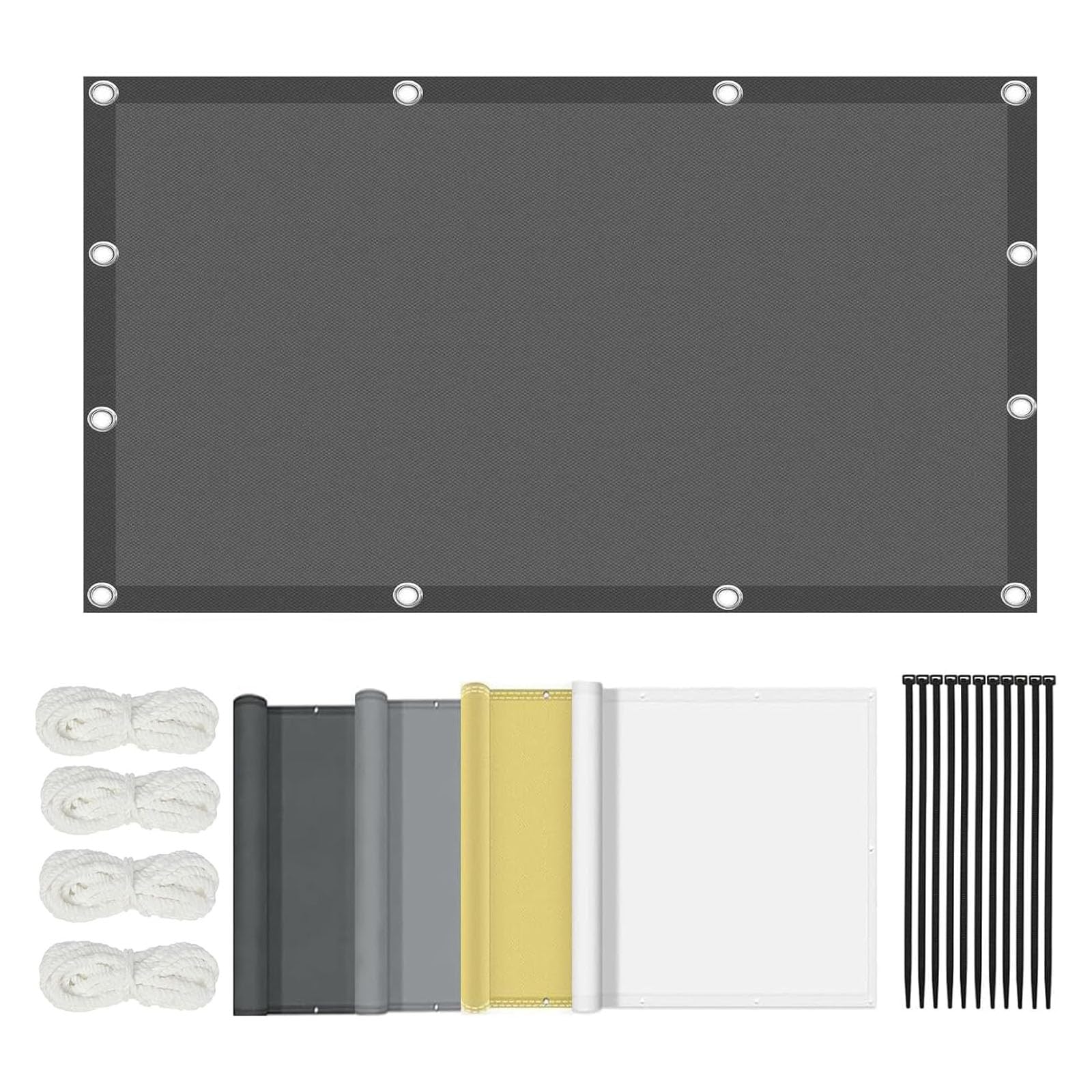 Sonnensegel 1.5x3m Wasserdicht Wetterfest Rechteck Sonnenschutz 95% UV-Schutz Seitenschutz Balkon Ohne Bohren inkl Befestigungsseile für Balkon, Garten, Terrasse, Pool, Dunkelgrau