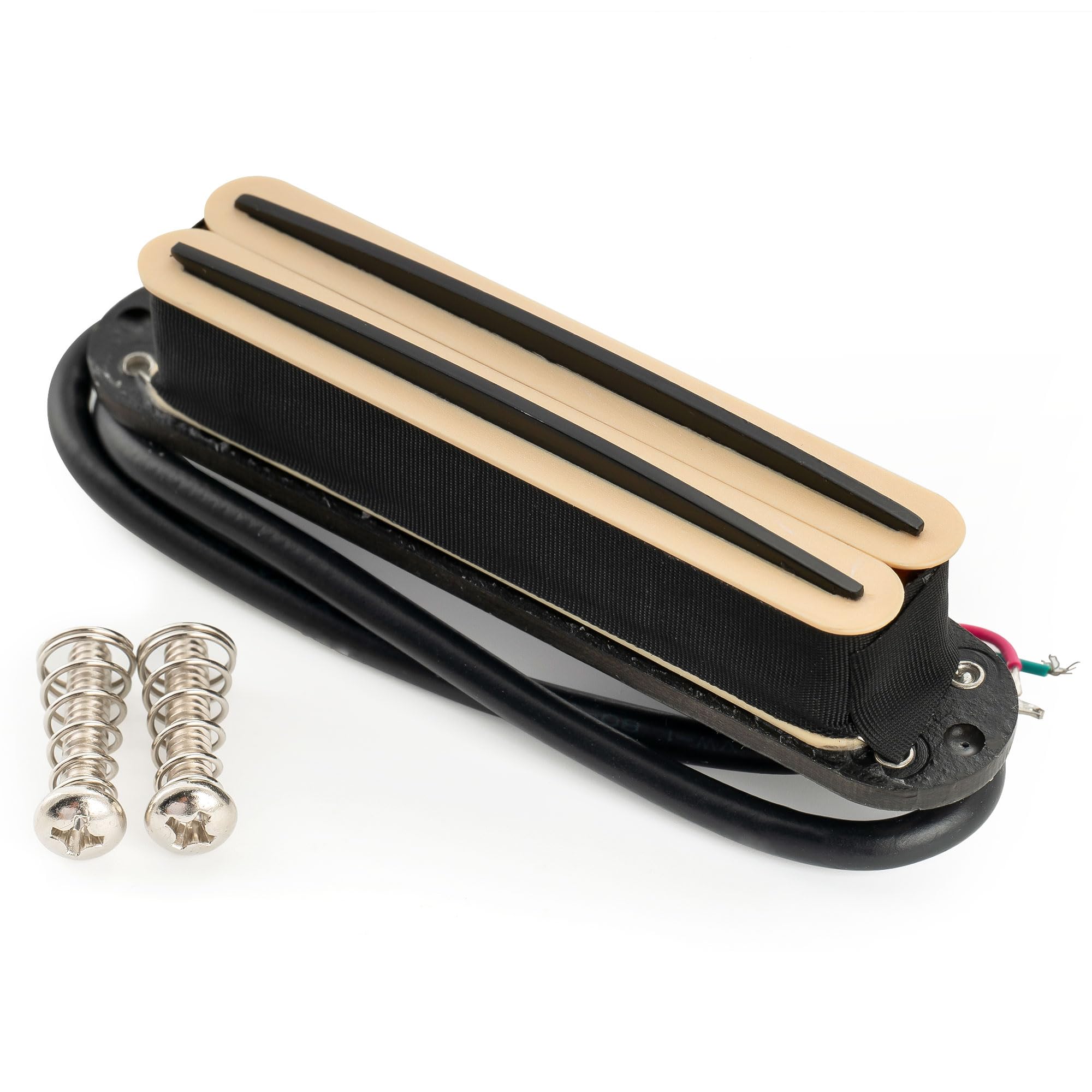 Musiclily Pro ST-DPMA Alnico 5 Rail Blade Humbucker Tonabnehmer Single Coil Format Pickup 9,2K für Strat Style E-Gitarre, Creme Korpus Schwarzer Rail