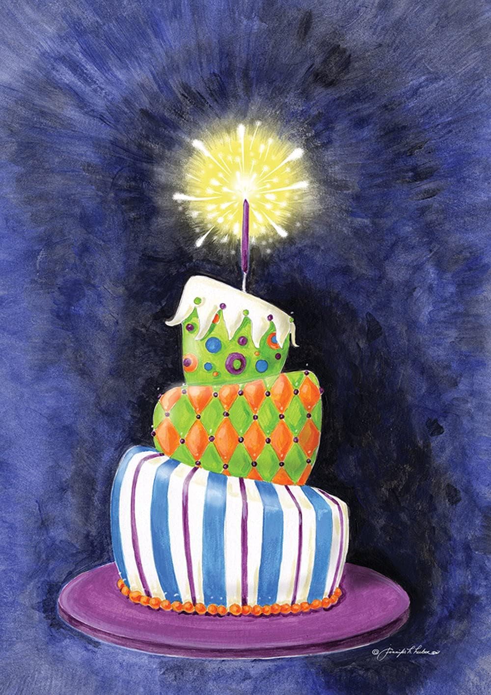 Toland Home Garden 119818 Sparkling Birthday Present Cake Birthday Flag 12x18 Inch Double Sided for Outdoor party House Yard Decoration