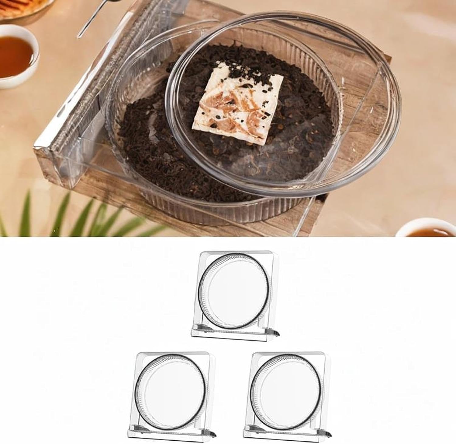 3X Tea Cake Storage Box Storage Tea Display Box Clear Tea Cake Case Holder