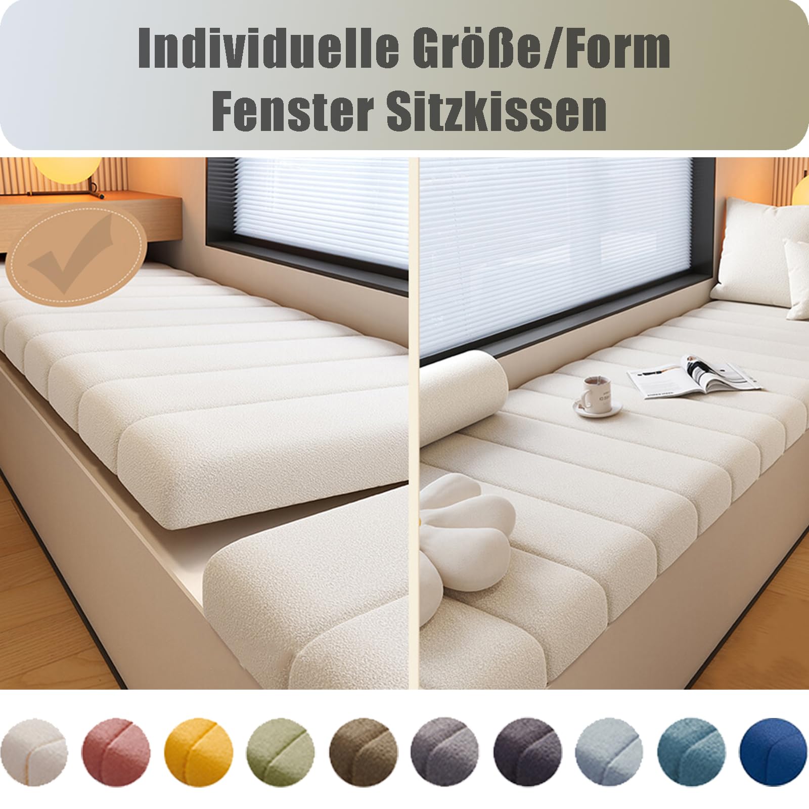Cuscini personalizzati per panche, lavabili, rimovibili, per davanzali interni, spessi 9,5 cm, perfetti per panche angolari e divani, comodi Bank Kissen.
