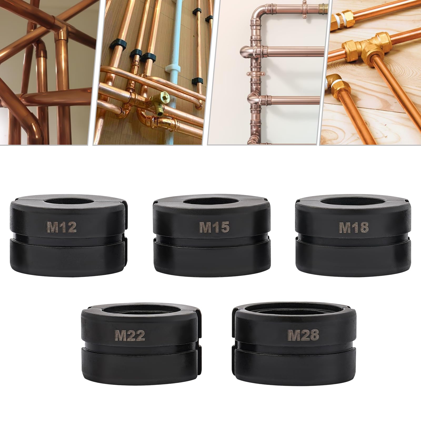 5 mordazas de prensado, mordazas de presión de contorno M, multifuncionales, de Cr40, para pinzas de presión de 12 mm, 15 mm, 18 mm, 22 mm, 28 mm