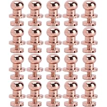 20 Sets Rose Gold Round Cap Leather Rivets, Brass Tubular Double Cap Rivets, Button Ball Studs Rivets Handbag Purse Feet with Screw for Leather Purse Keyrings Repair Lst10x8mm