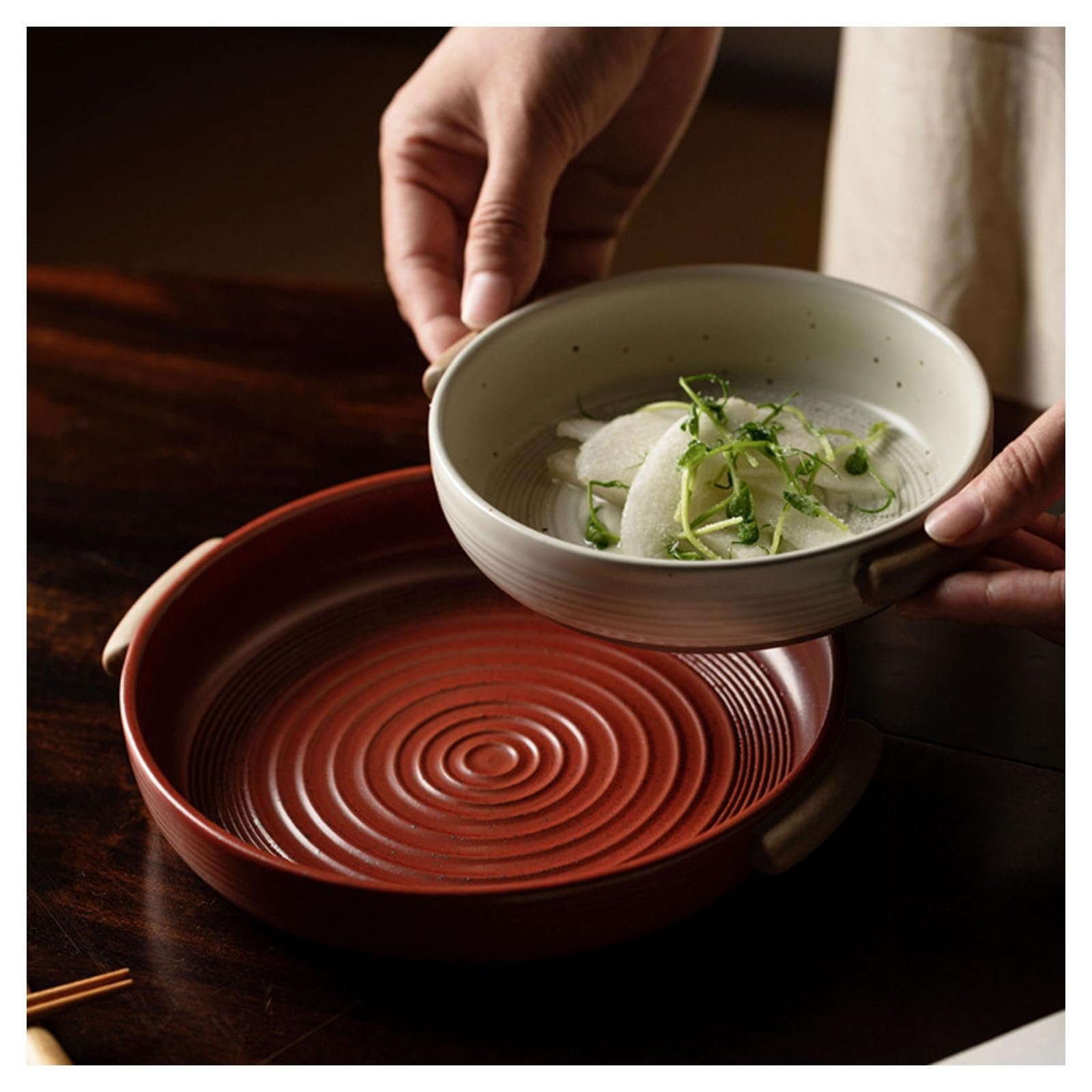 Fuente de cerámica para hornear, resistente al calor, con asas, ideal para lasaña, apta para horno, perfecta para hornear en restaurantes y uso doméstico