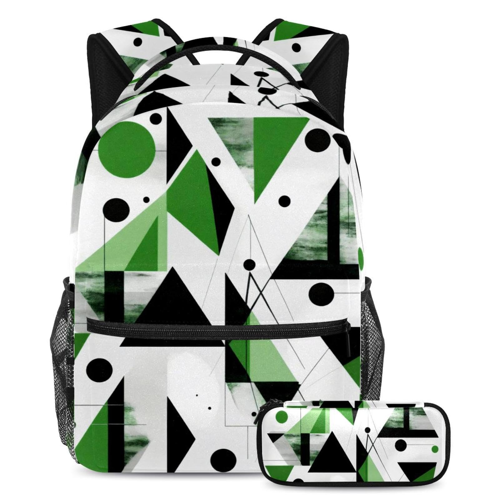 Ensemble de cartables tendance 2 pièces vert au design abstrait original
