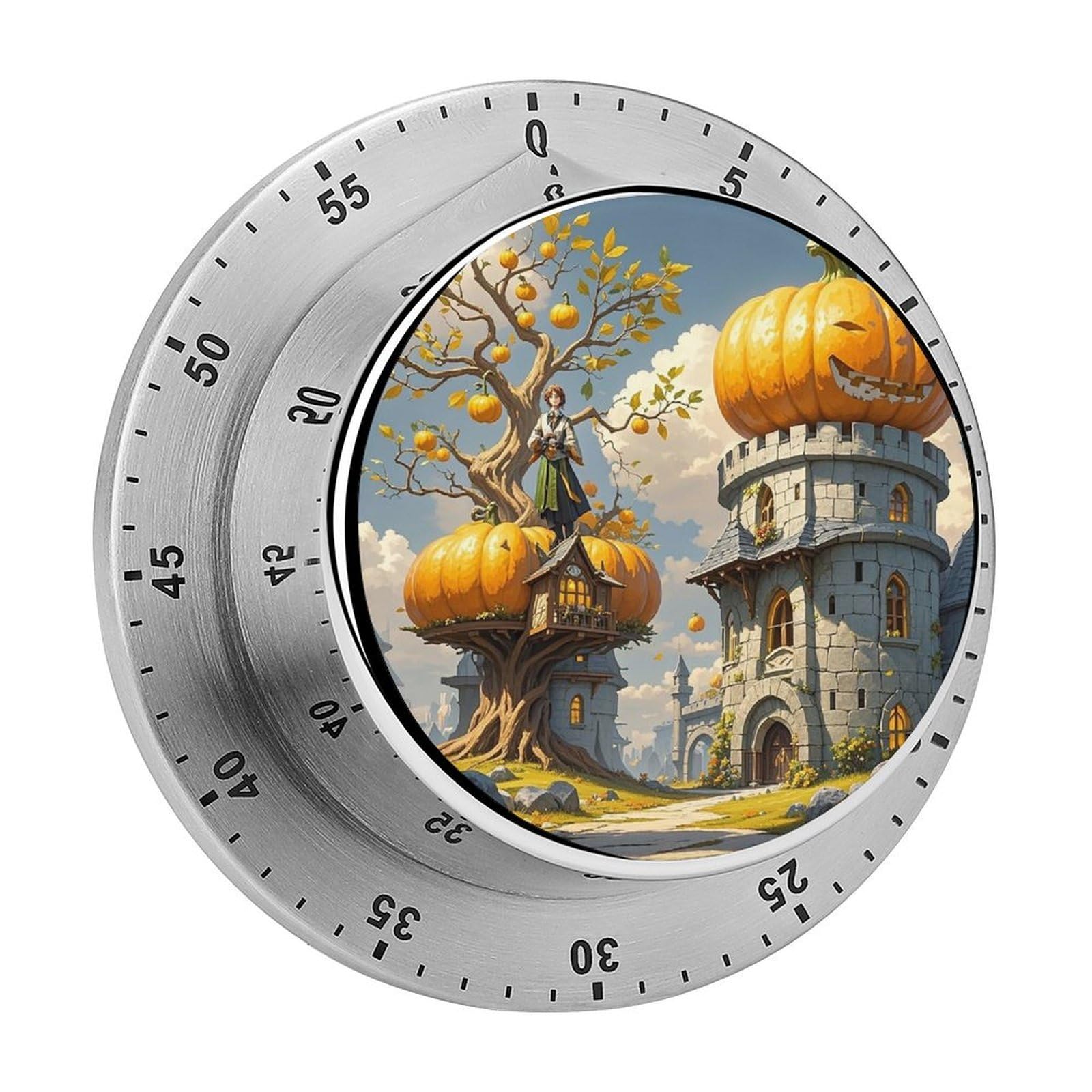 Pumpkin House Timer with Loud Alarm Precision 60 Minute Wind Up Timer Portable Manual Countdown Timers Exquisite Stainless Magnetic Kitchen Timers for Cooking Chef Clock