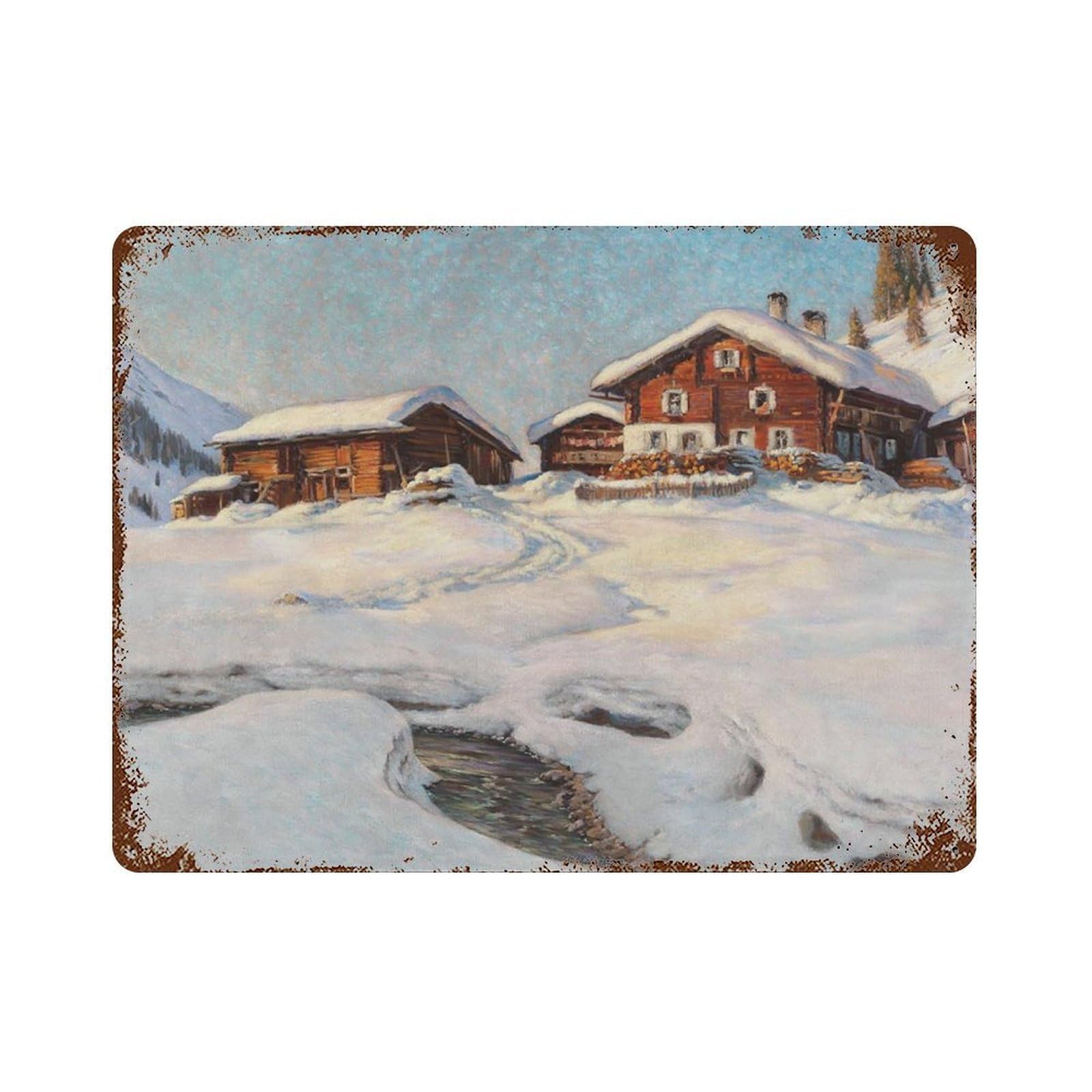 xiaoxiaoshen Winter Village,， Vintage Christmas S, Snow Home Wall Decor Art Metal Tin Poster Modern Home Decor Art Home Bar Shop Decorations Vintage Sign 30x40cm