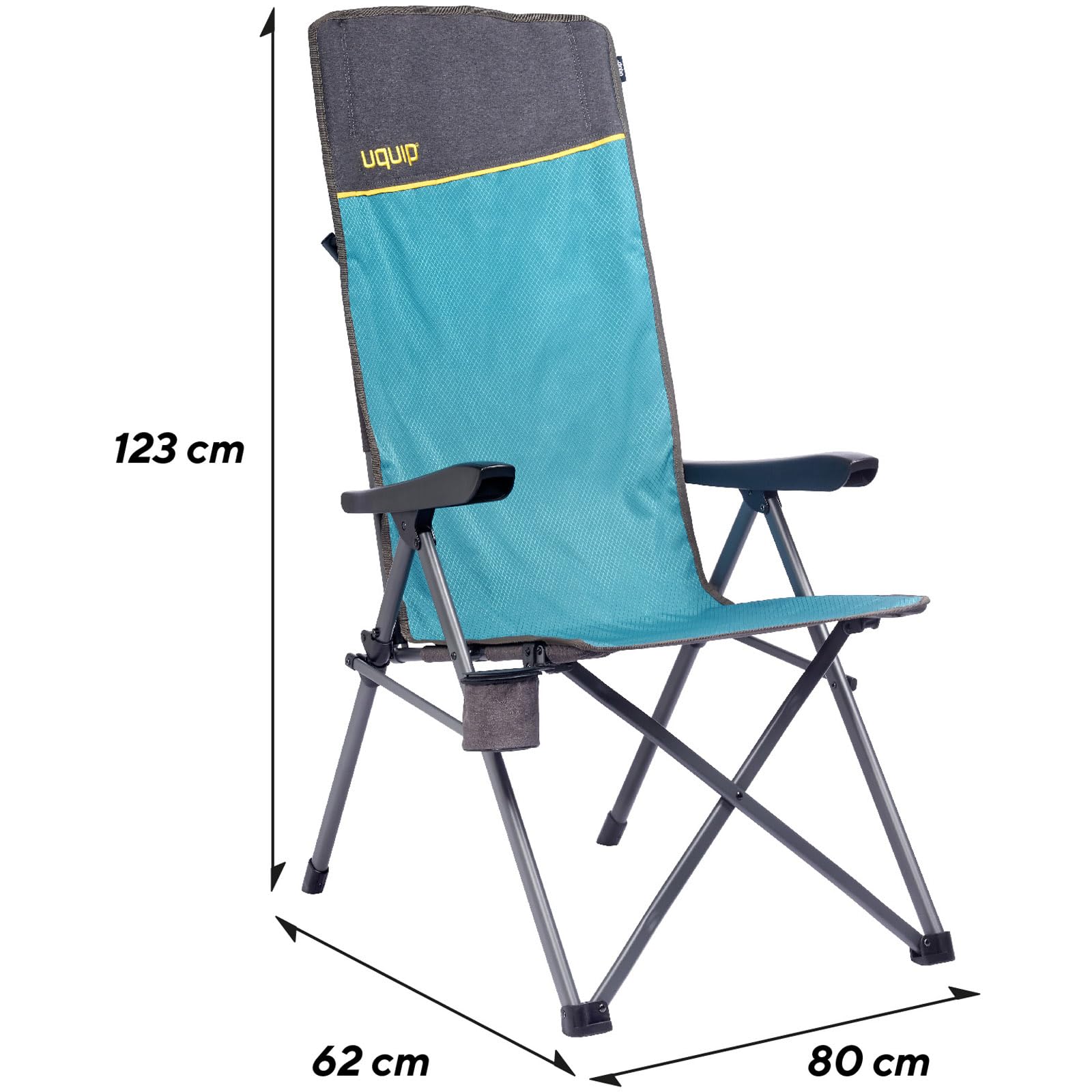 Uquip Chaise de Camping Justy XL Petrol I Chaise Pliante jusqu'à 120 kg I Structure en Acier et Polyester I Idéale pour Le Camping, la Plage, la pêche, Le Jardin et Les Festivals