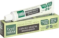 Creme Dental Boni Natural Carvão Ativado Branqueador Com Menta e Carvão Vegetal, Boni Natural, Preto